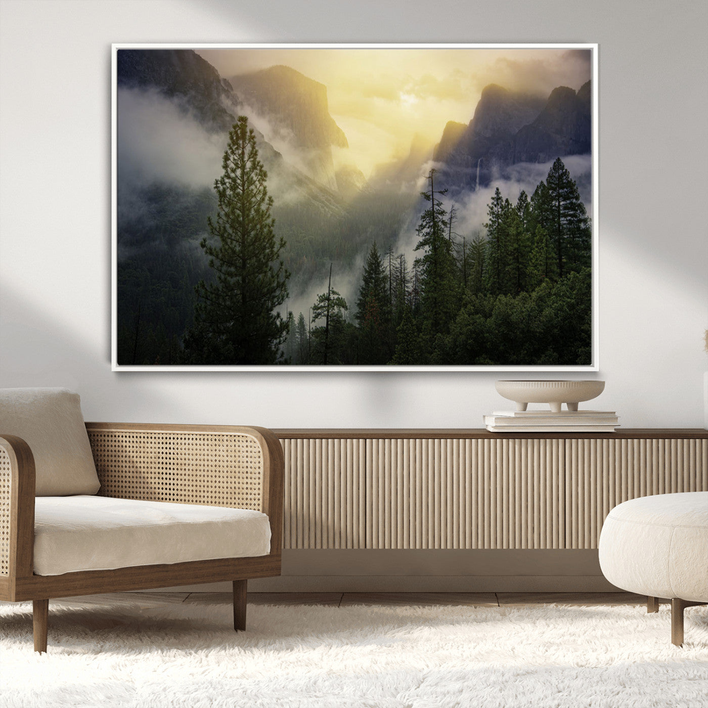 -Misty Forest Sunrise Mountain Valley Pine Trees Foggy Landscape Nature Scenic Outdoors Calm Tranquil
