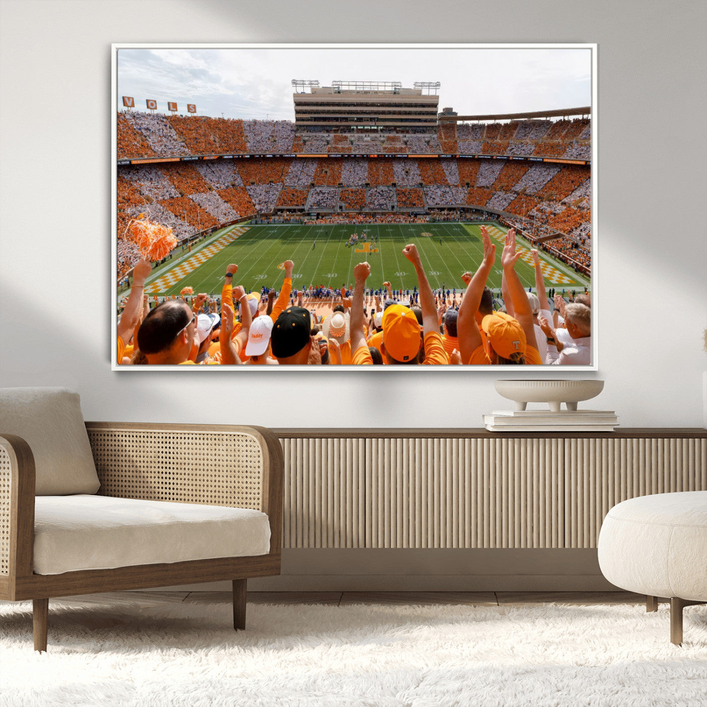 76011417-MGV-CV-36X24-Tennessee Neyland Stadium Wall Art Print, Sports Arena Canvas Wall Art, Panoramic Stadium Canvas Print, Modern Athletic Field Art Printing