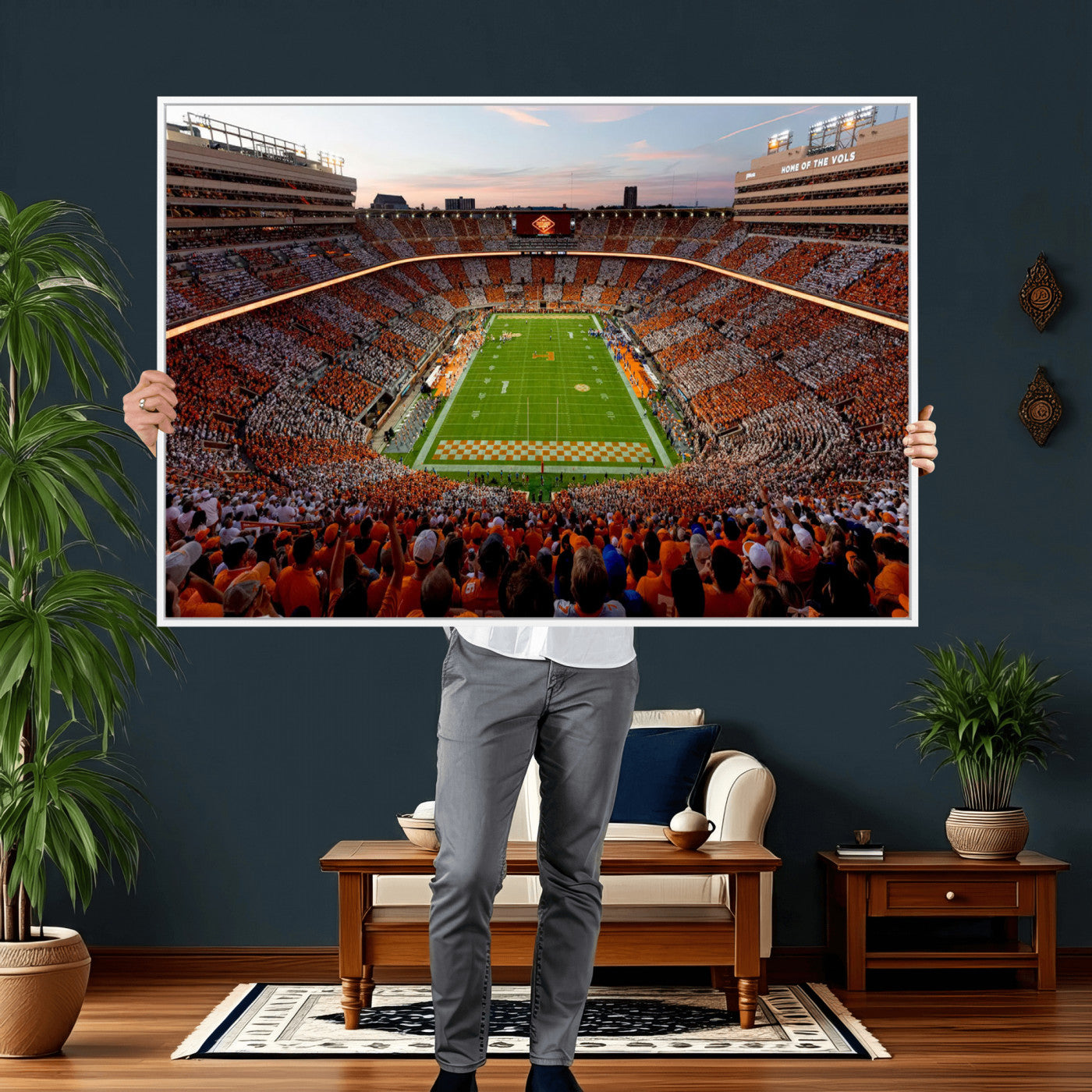 37160229-MGV-CV-36X24 - Tennessee Neyland Stadium Wall Art, Sports Arena Canvas Print, Panoramic Stadium Canvas Artwork for Home, Office