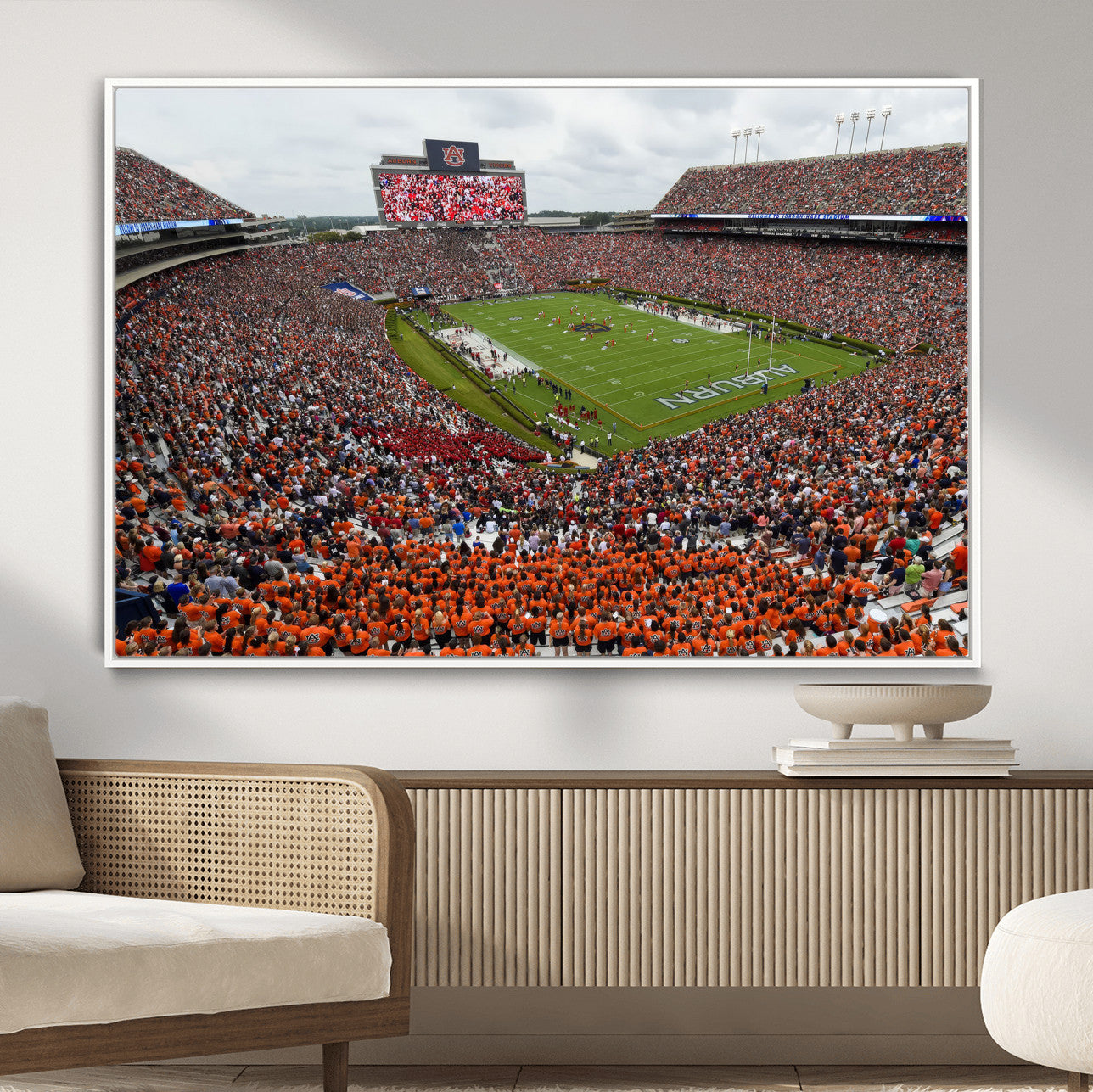 39597998-MGV-CV-36X24-Jordan-Hare Stadium Wall Art Canvas Print, College Sports Art for Man Cave or Game Room, Framed Alabama Football Decor