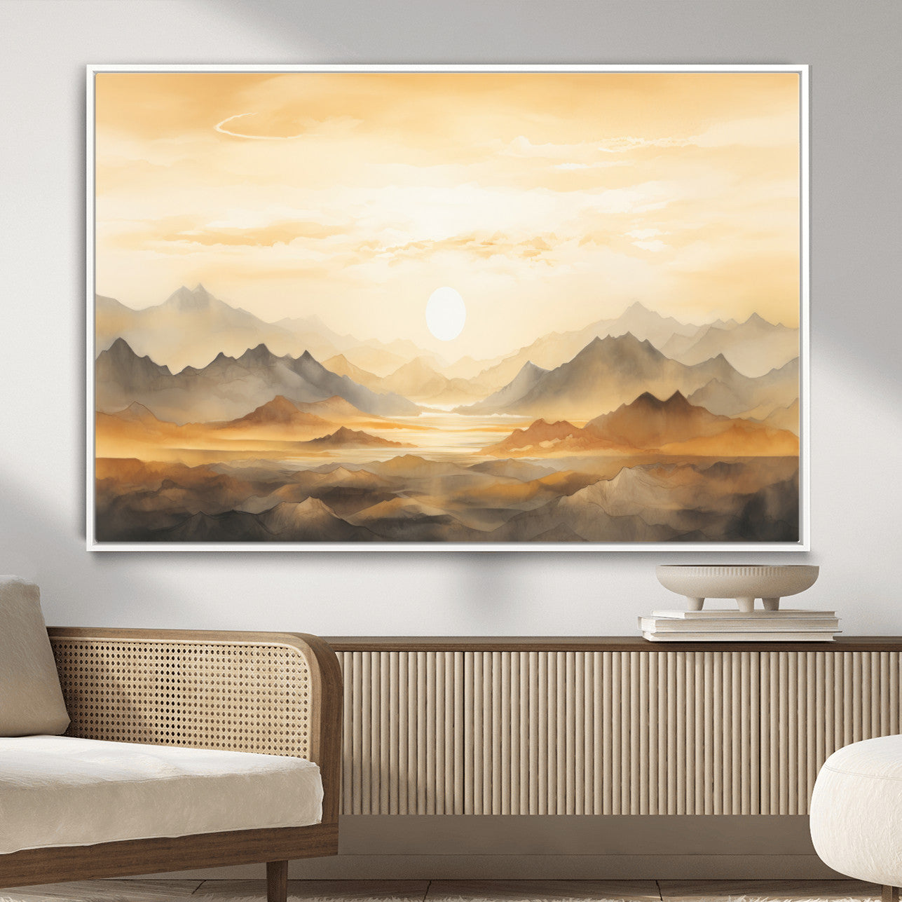 Nihat1-29-MGV-CV-36X24-Sepia Color Abstract Mountain Wall Art Canvas Print