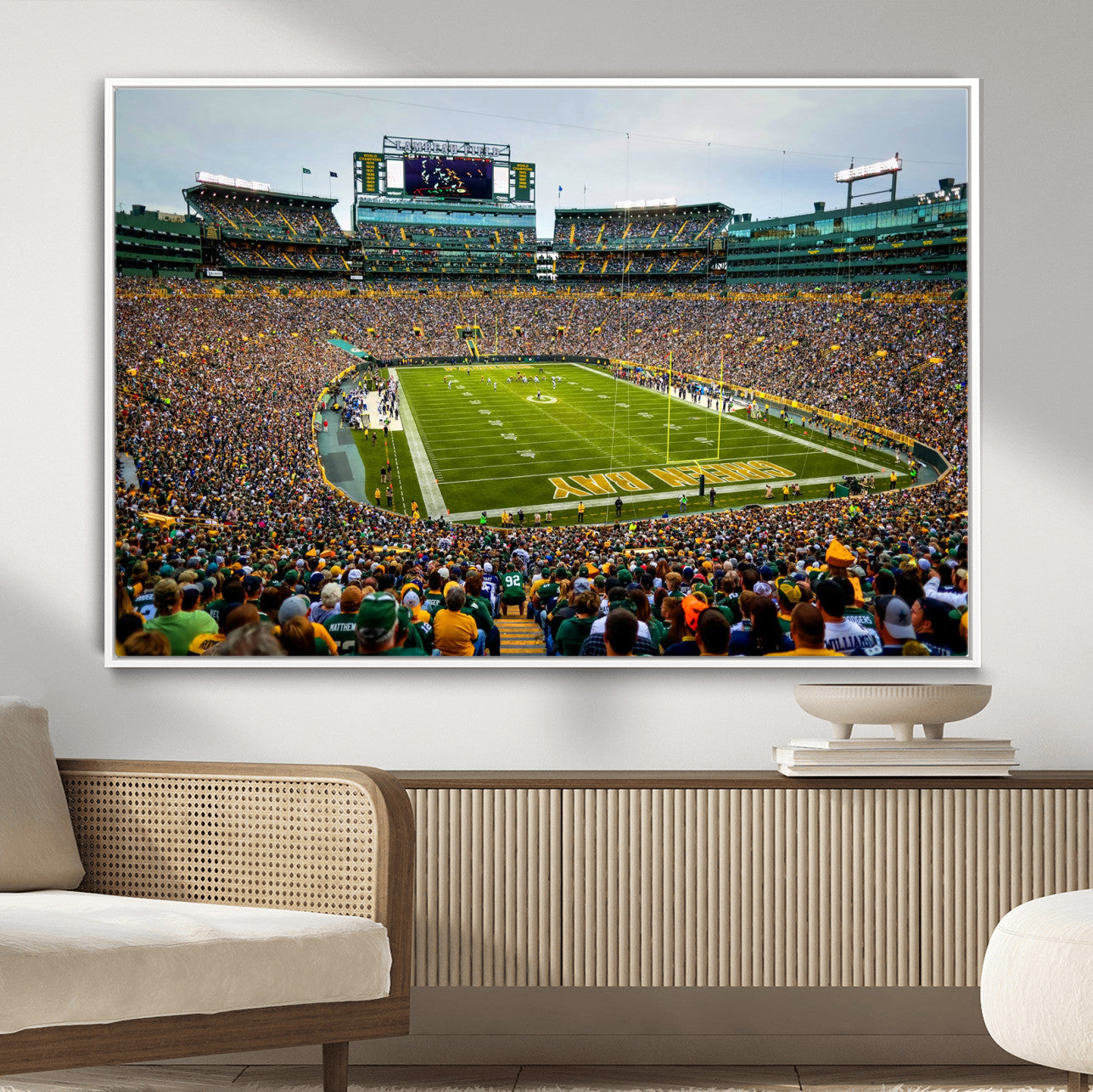 GBP101-MGV-FC-36X24 - Green Bay Packers Lambeau Field Stadium Wall Art Canvas Print, Iconic NFL Football Stadium Artwork, Wisconsin Sports Home Decor