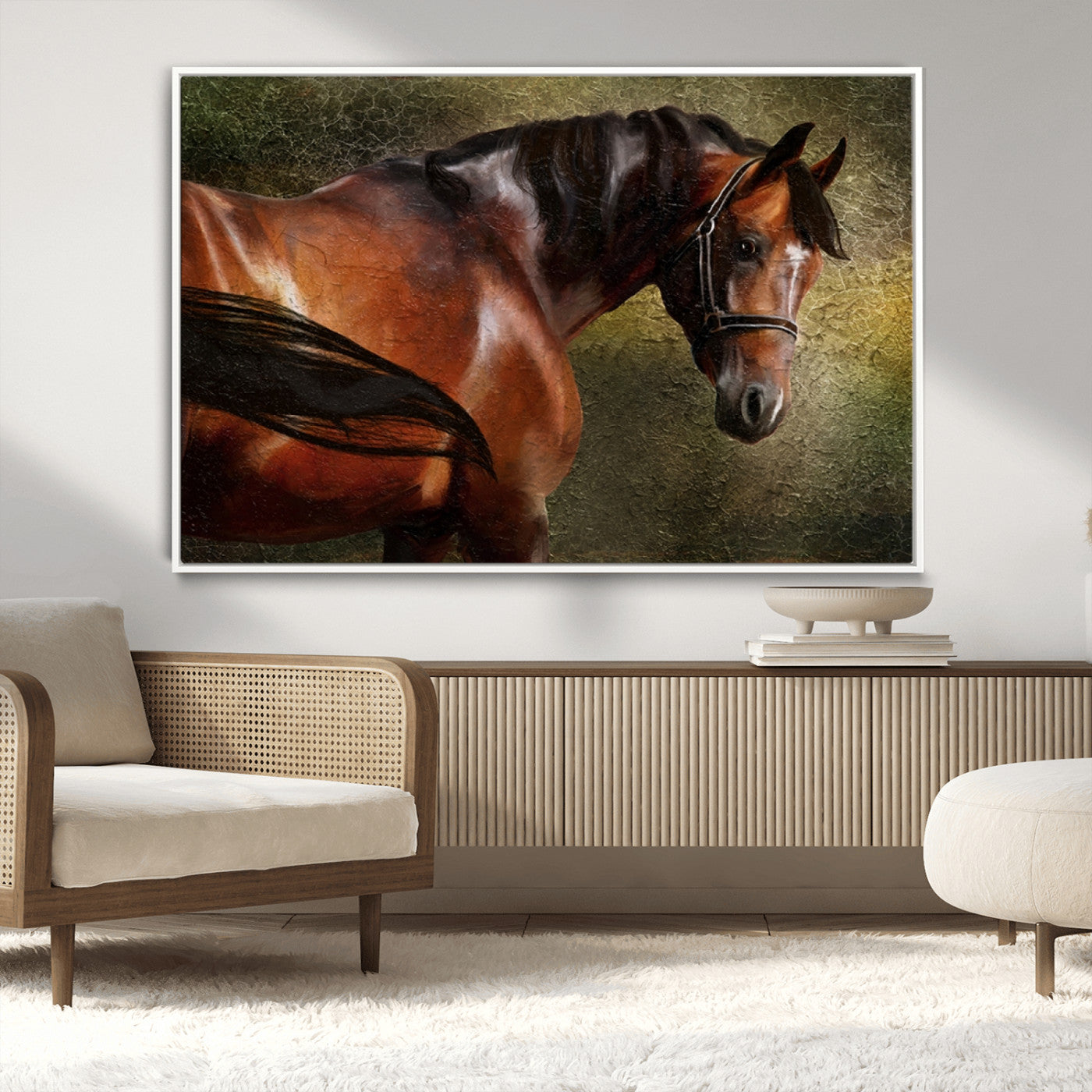 76810-MGV-CV-36X24-Majestic Brown Horse Wall Art Canvas Print – Framed Equestrian Artwork with Elegant Stallion Artwork for Home or Office Decor