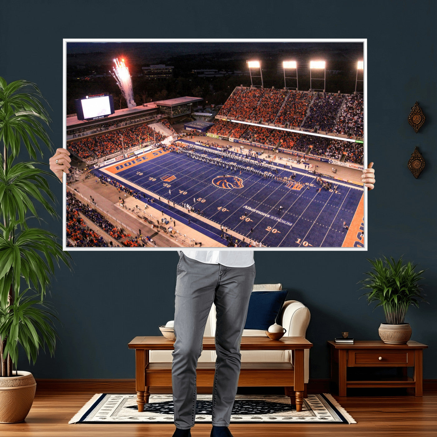 58849575-MGV-CV-36X24 - Boise State Stadium Large Wall Art Canvas Print for Living Room Office Wall Decor