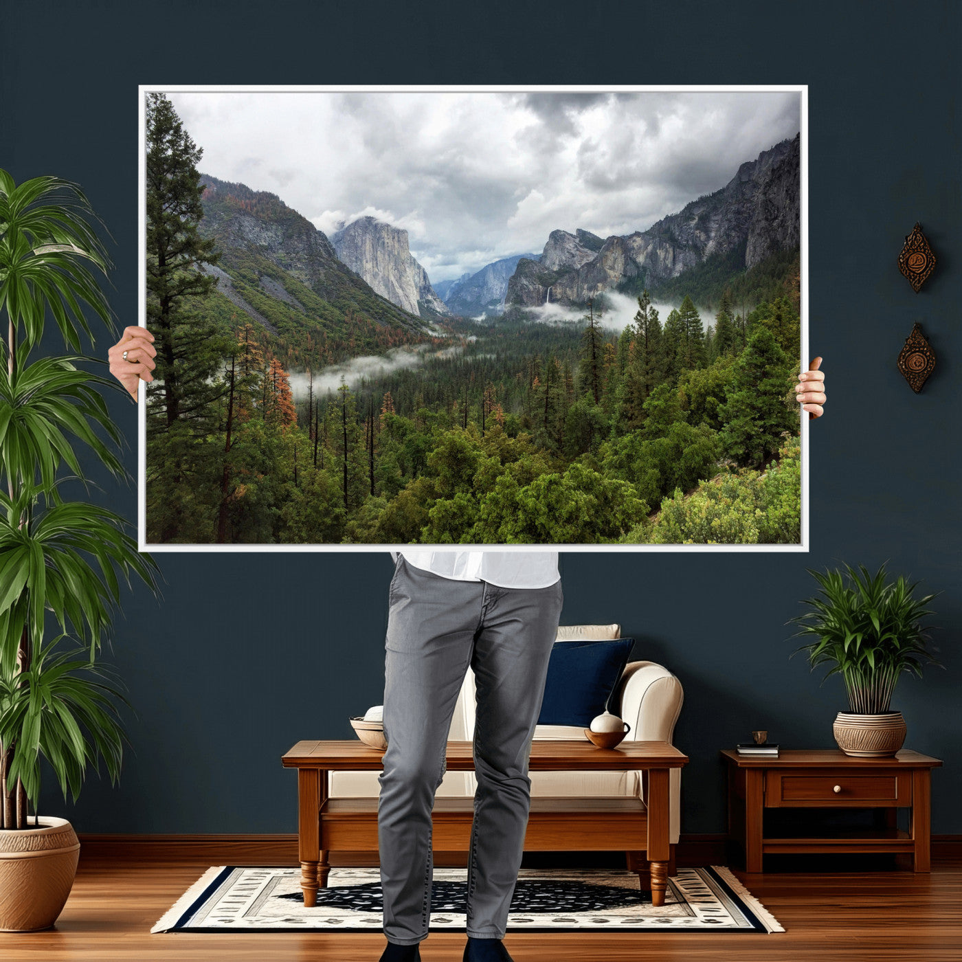 46168759-MGV-CV-36X24 - Yosemite Valley Wall Art Canvas Print, El Capitan Mountain Landscape Nature Wall Decor