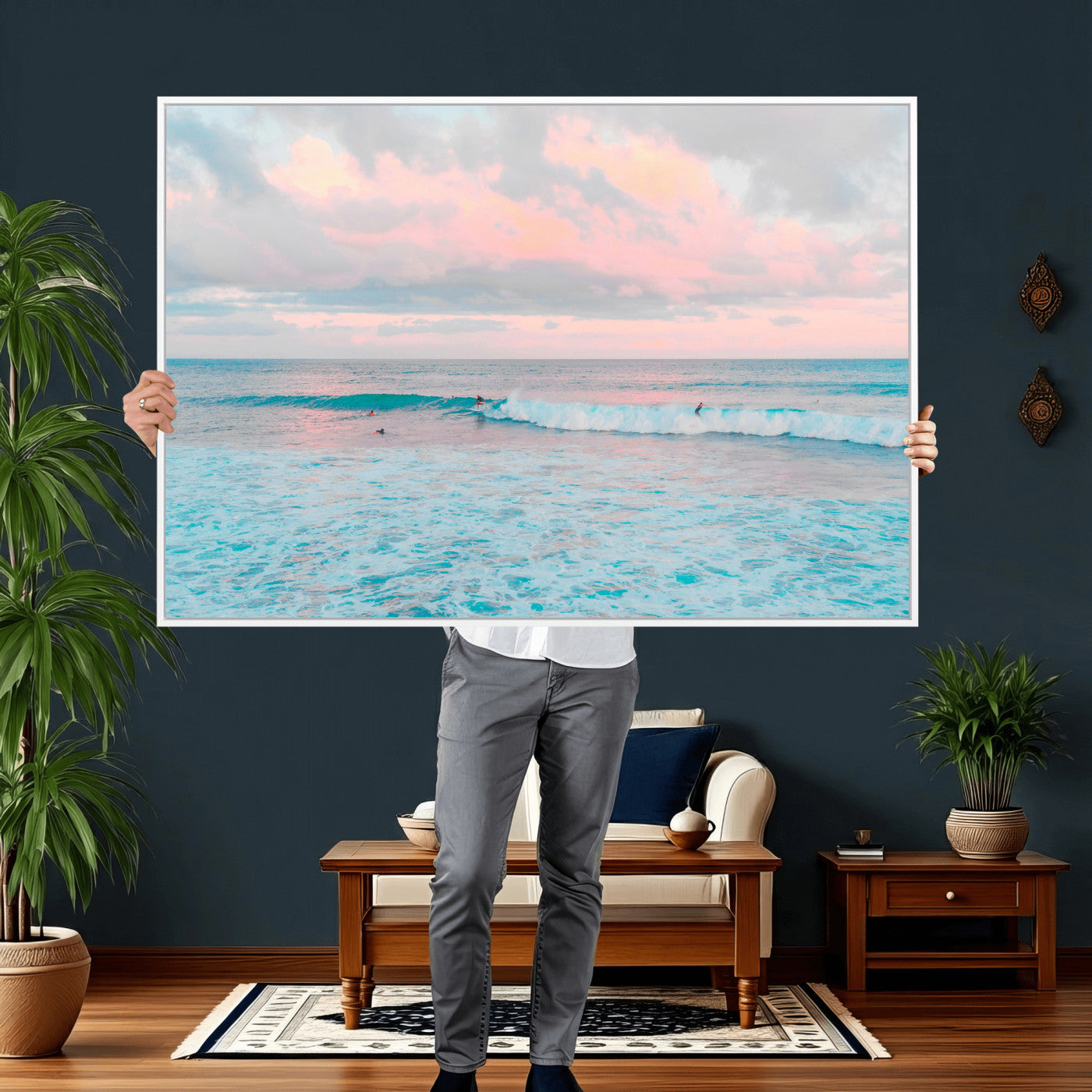 73216461-MGV-CV-36X24 - Ocean Wave Wall Art Canvas Print, Pastel Surf Seascape Photography, Coastal Beach Wall Decor