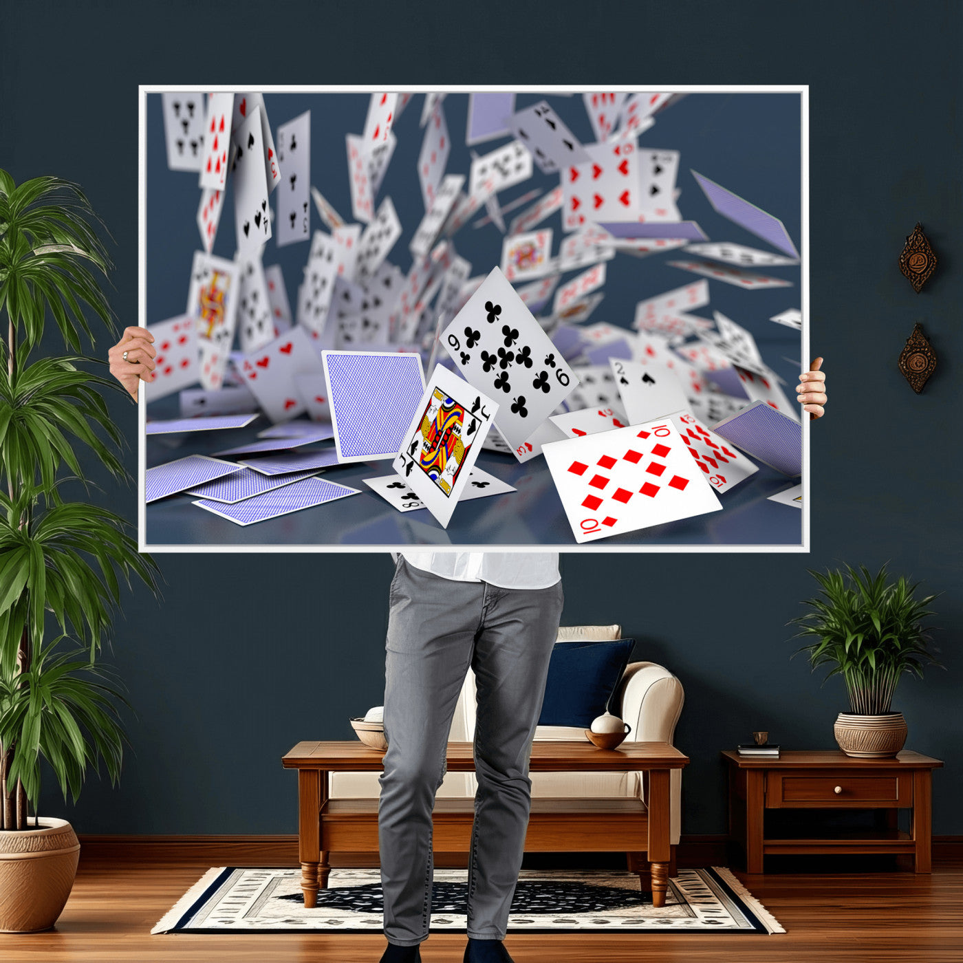 66392185-MGV-CV-36X24 - Playing Cards Canvas Wall Art | Casino Game Room Decor, Poker Decor Art