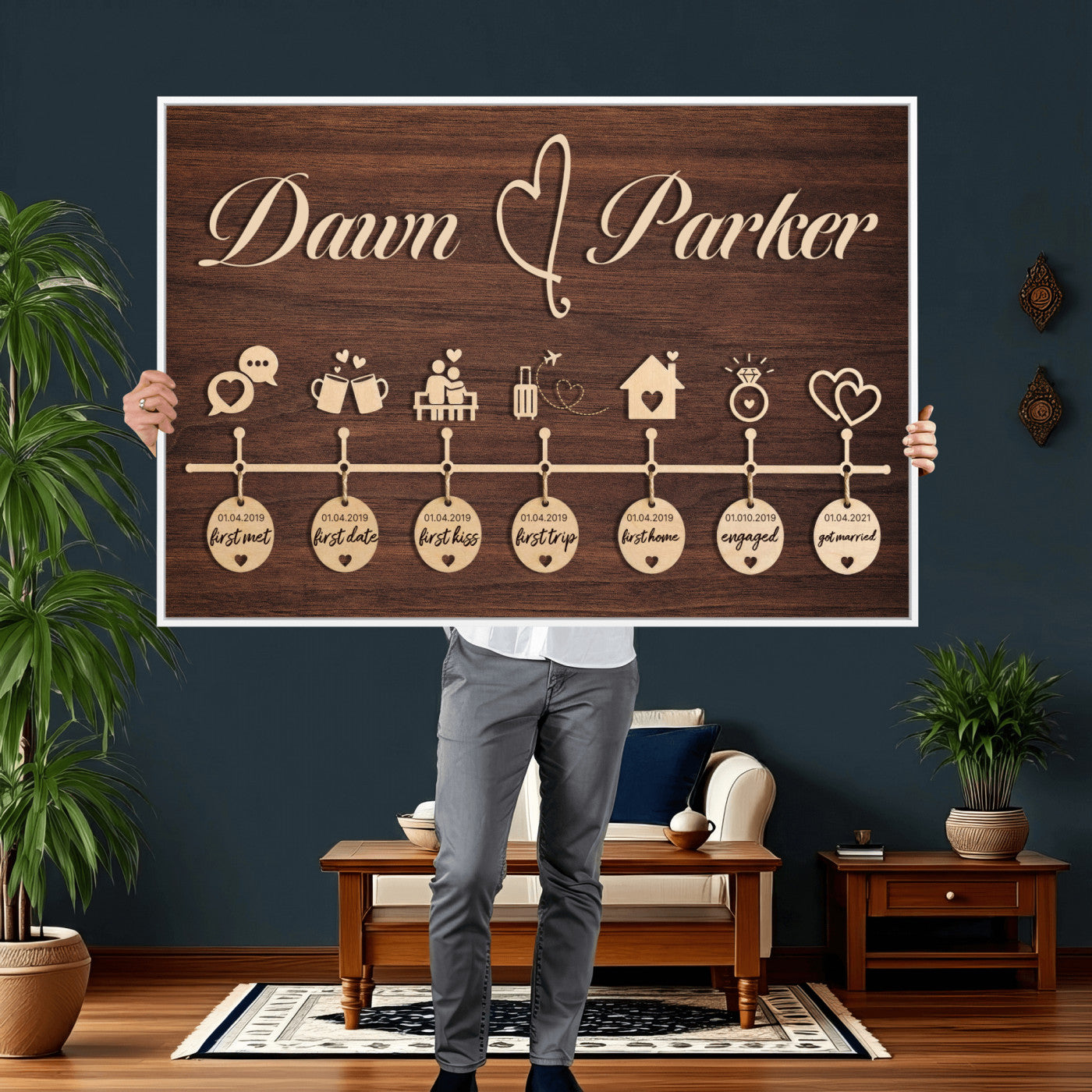 17885538-MGV-CV-36X24 - Wedding Guest Book Alternative Wall Art Canvas Print, Personalized Wedding Signature Poster, Custom Couple Photo Guestbook Canvas