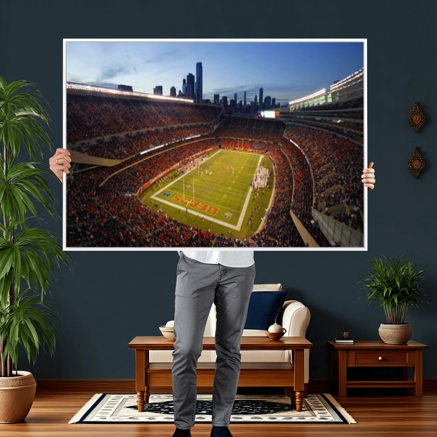50691720-MGV-CV-36X24 - Chicago Bears Soldier Field Canvas Wall Art, NFL Stadium Panorama Print, Football Arena Photography for Sports Fans