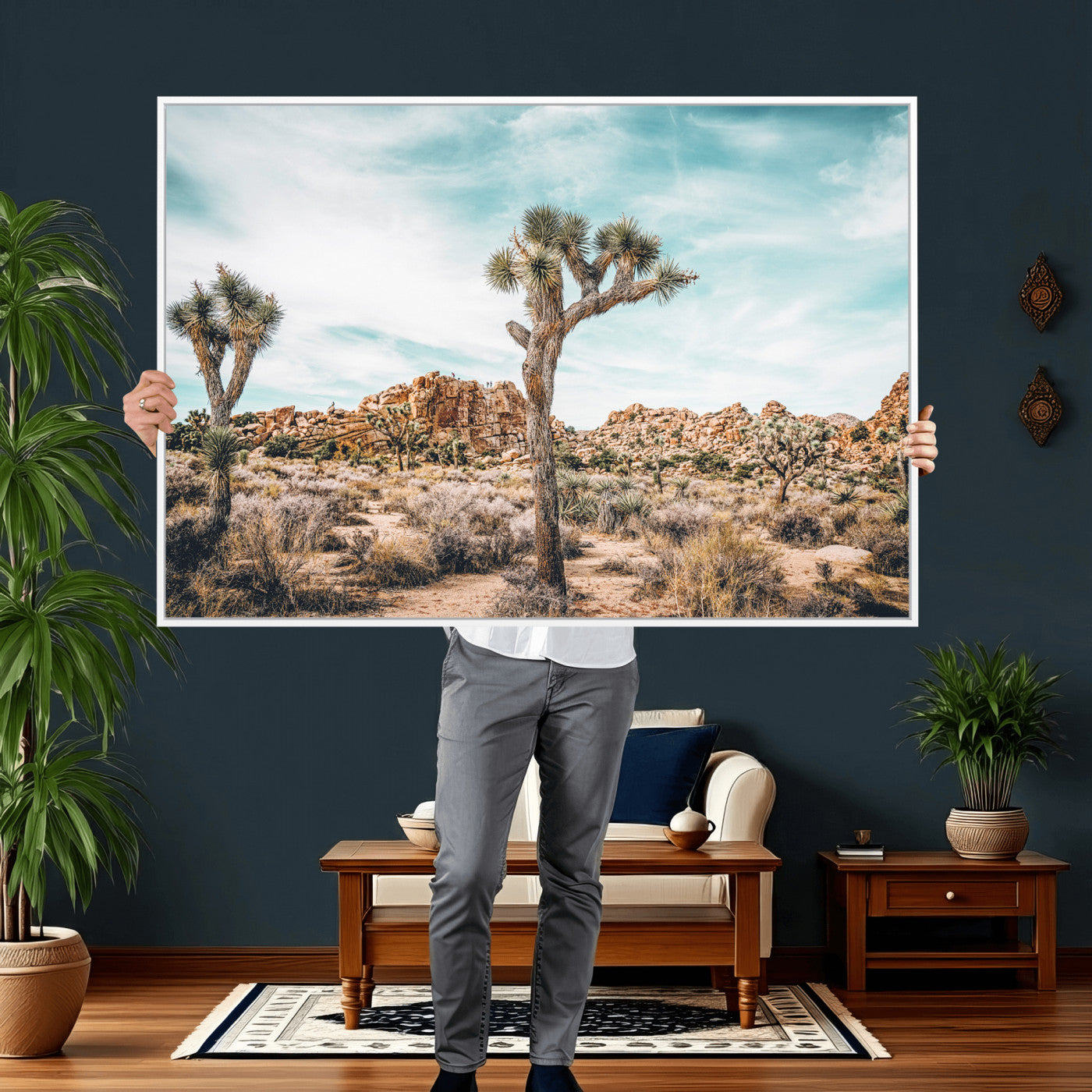 41451127-MGV-CV-36X24 - Joshua Tree National Park Canvas Wall Art Print, Desert Landscape Photography, Southwest Nature Decor - Ready to Hang