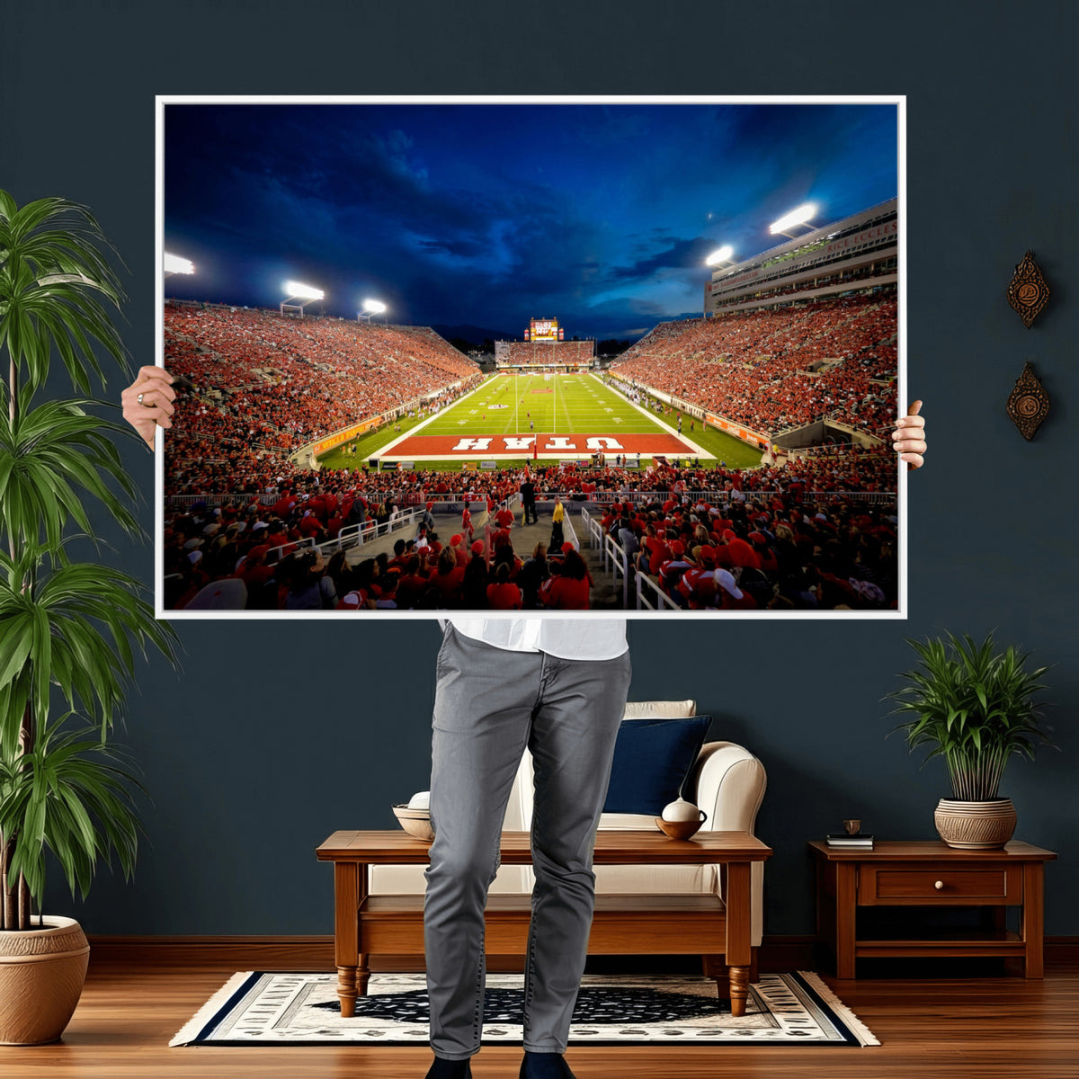 74019251-MGV-CV-36X24 - Rice-Eccles Stadium Wall Art Canvas Print - Utah Salt Lake City Stadium Print
