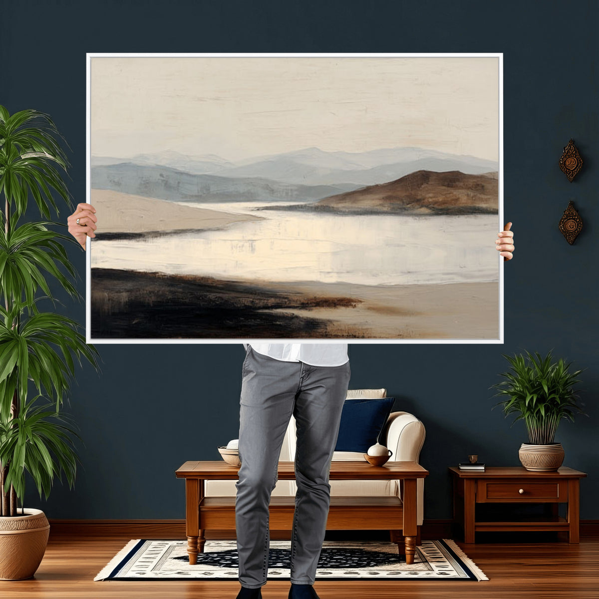 36873679-MGV-CV-36X24 - Modern Abstract Landscape Canvas Wall Art, Minimalist Nature Printing