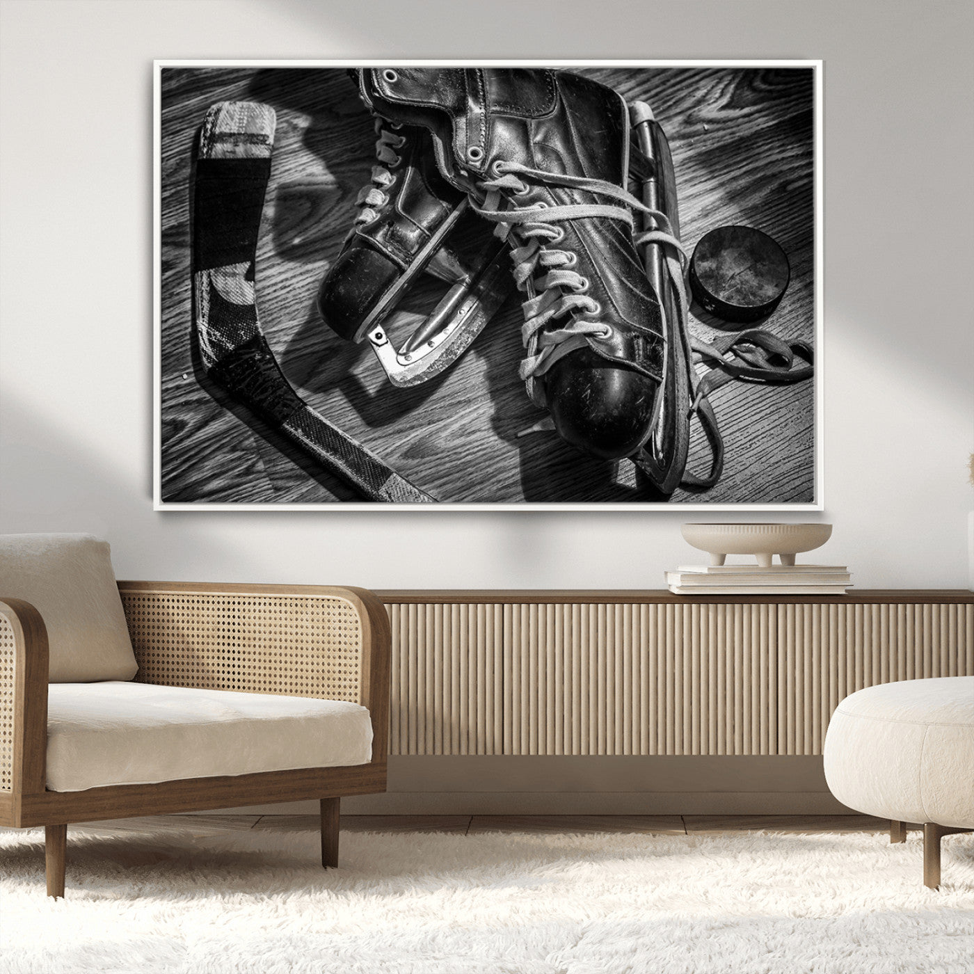 20553-MGV-CV-36X24-Old Pair of Mens Skates Wall Art Canvas, Men Skates Wall Art Print