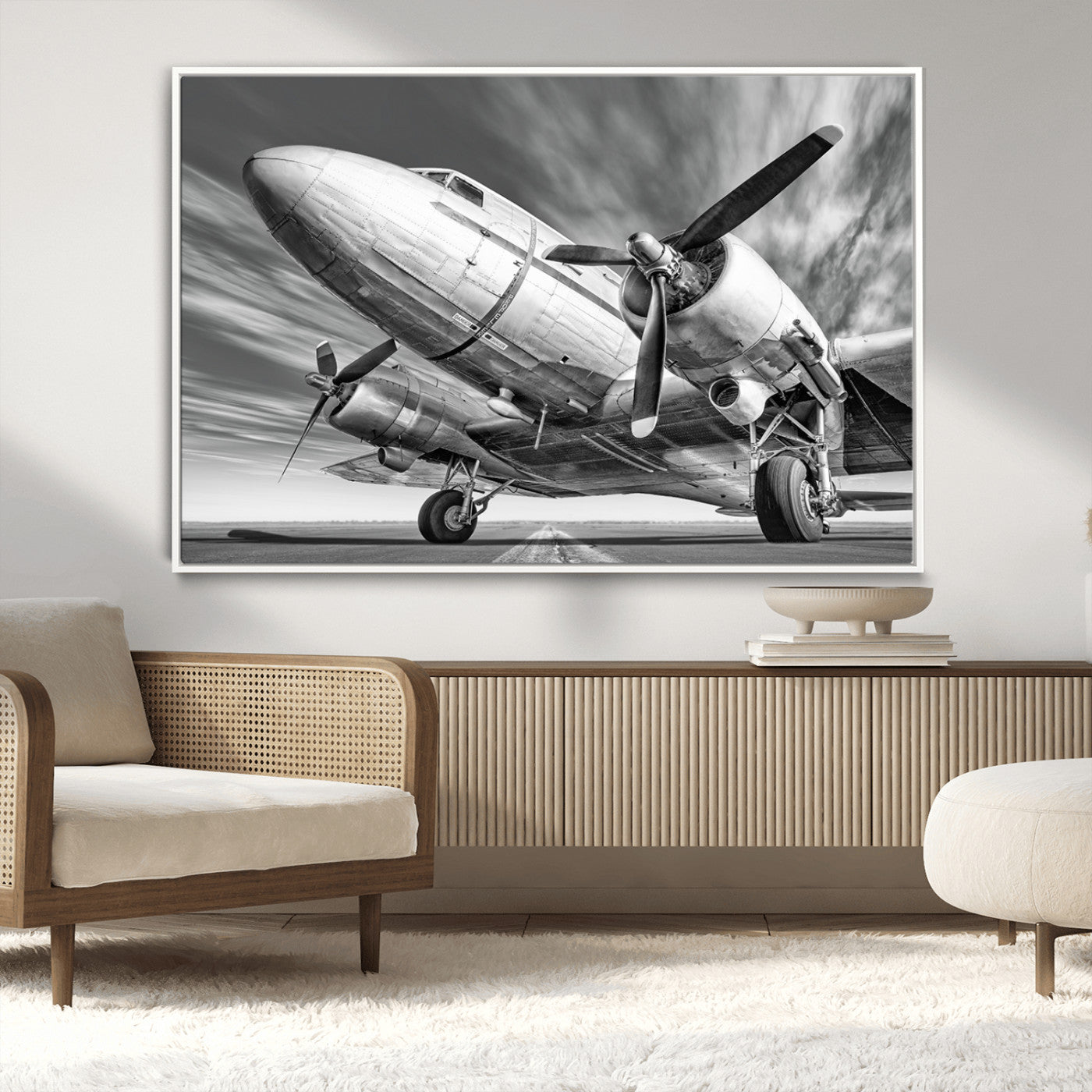 82744-MGV-CV-36X24-Vintage Airplane on Runway Canvas Print
