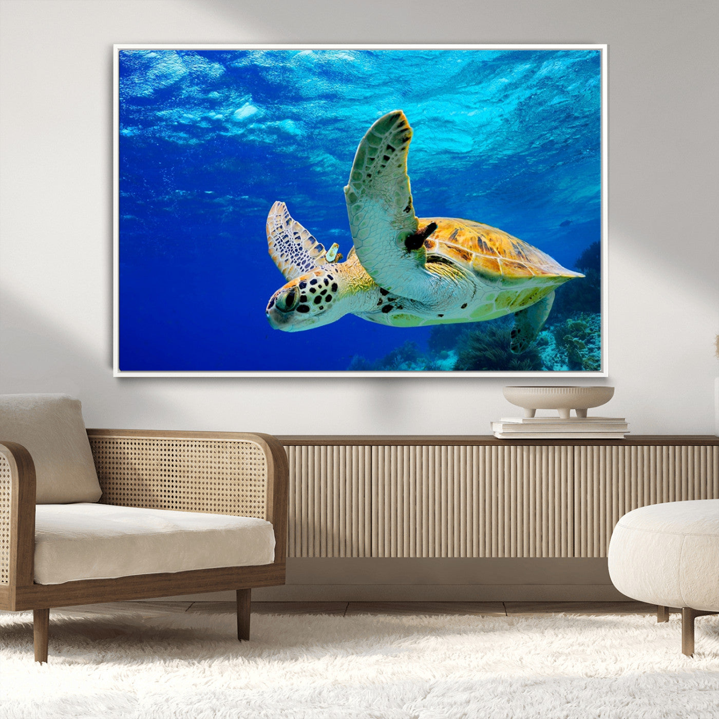 16292-MGV-CV-36X24-Sea Turtle Wall Art Canvas Print, Sea life in the Ocean Wall Art Printing