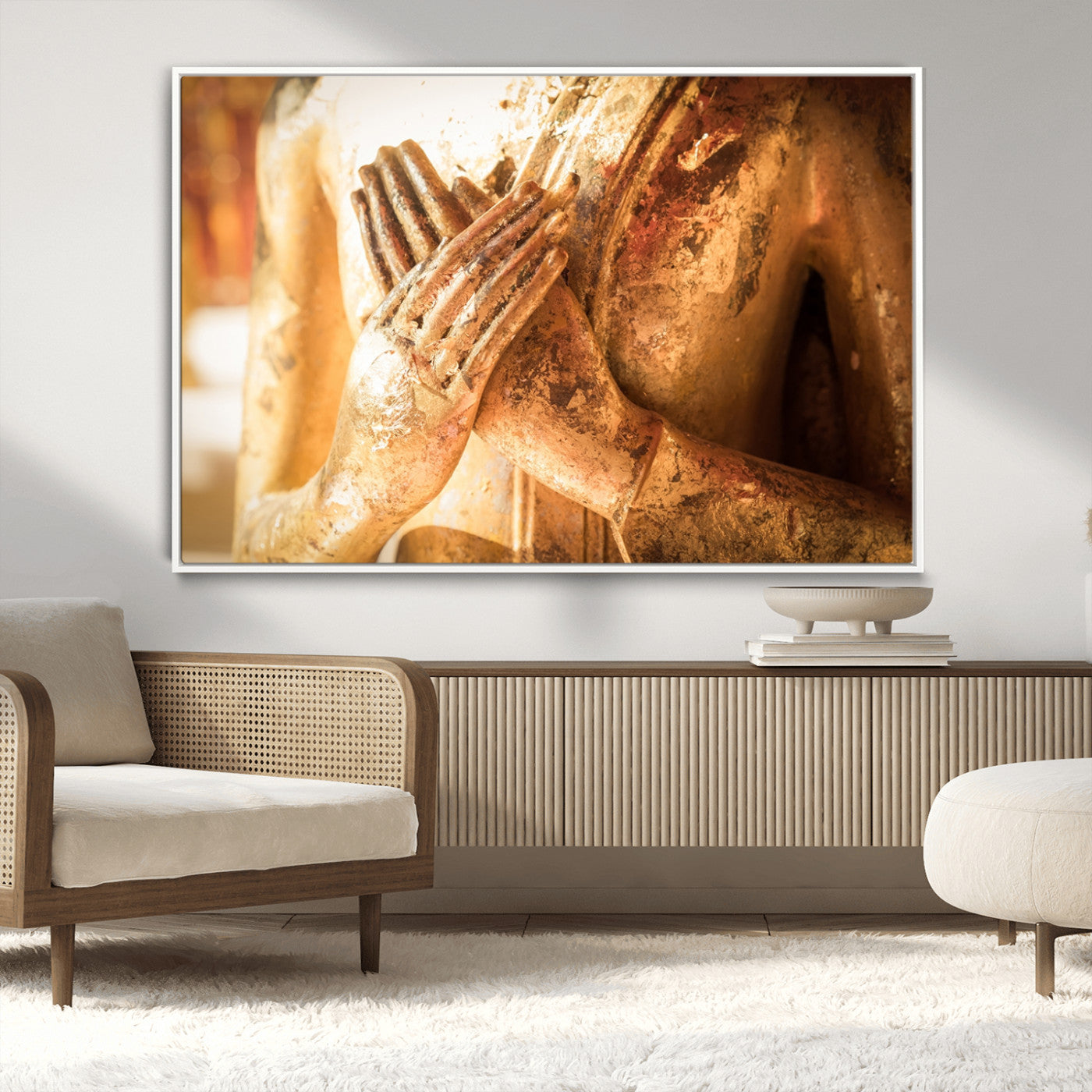 -Buddha Statue Hands Wall Art Canvas Print