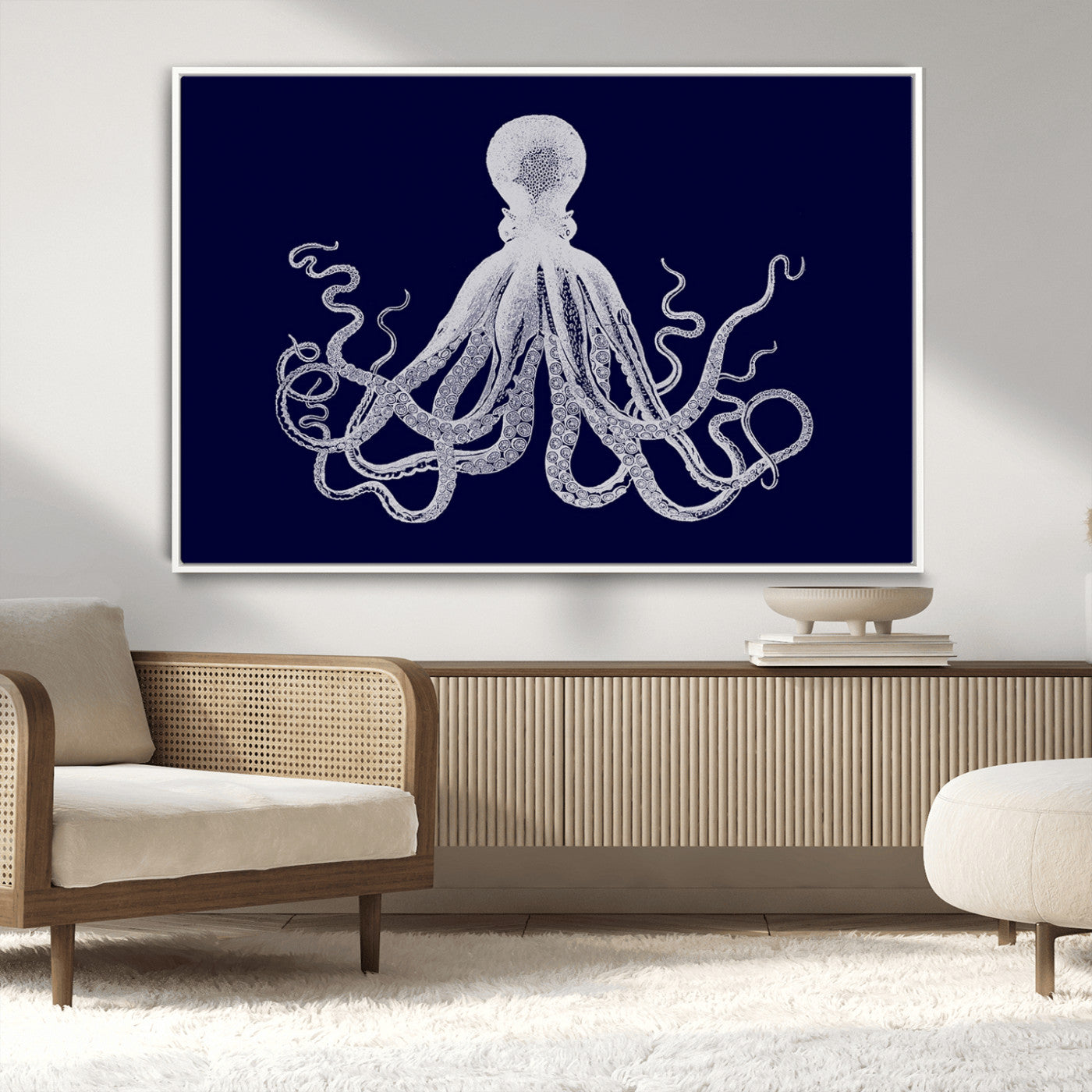 -Blue Octopus Wall Art Canvas Print