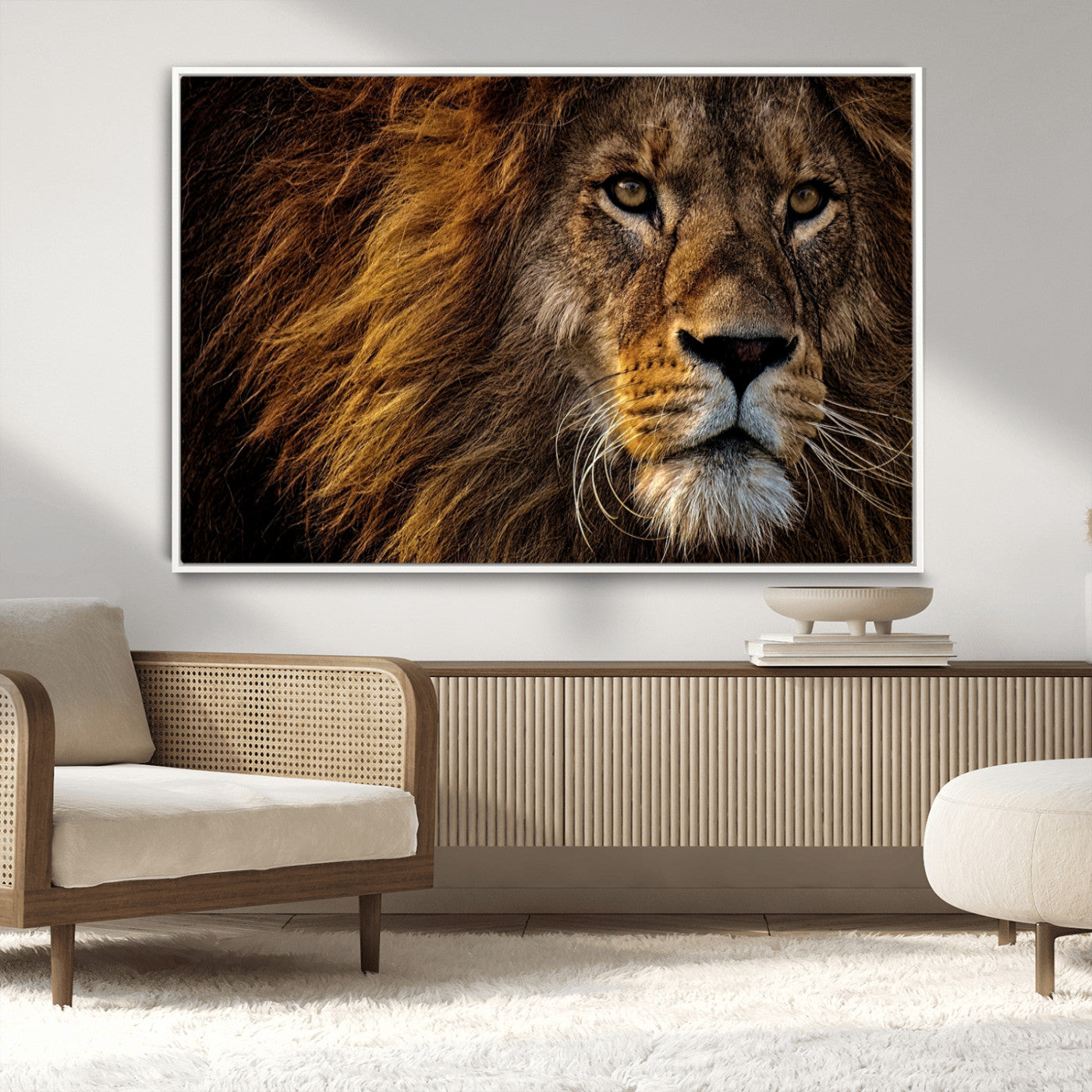 -Mighty Lion Wall Art Canvas Print – Majestic Animal Portrait Artwork for Home, Office, Living Room, Guest Room