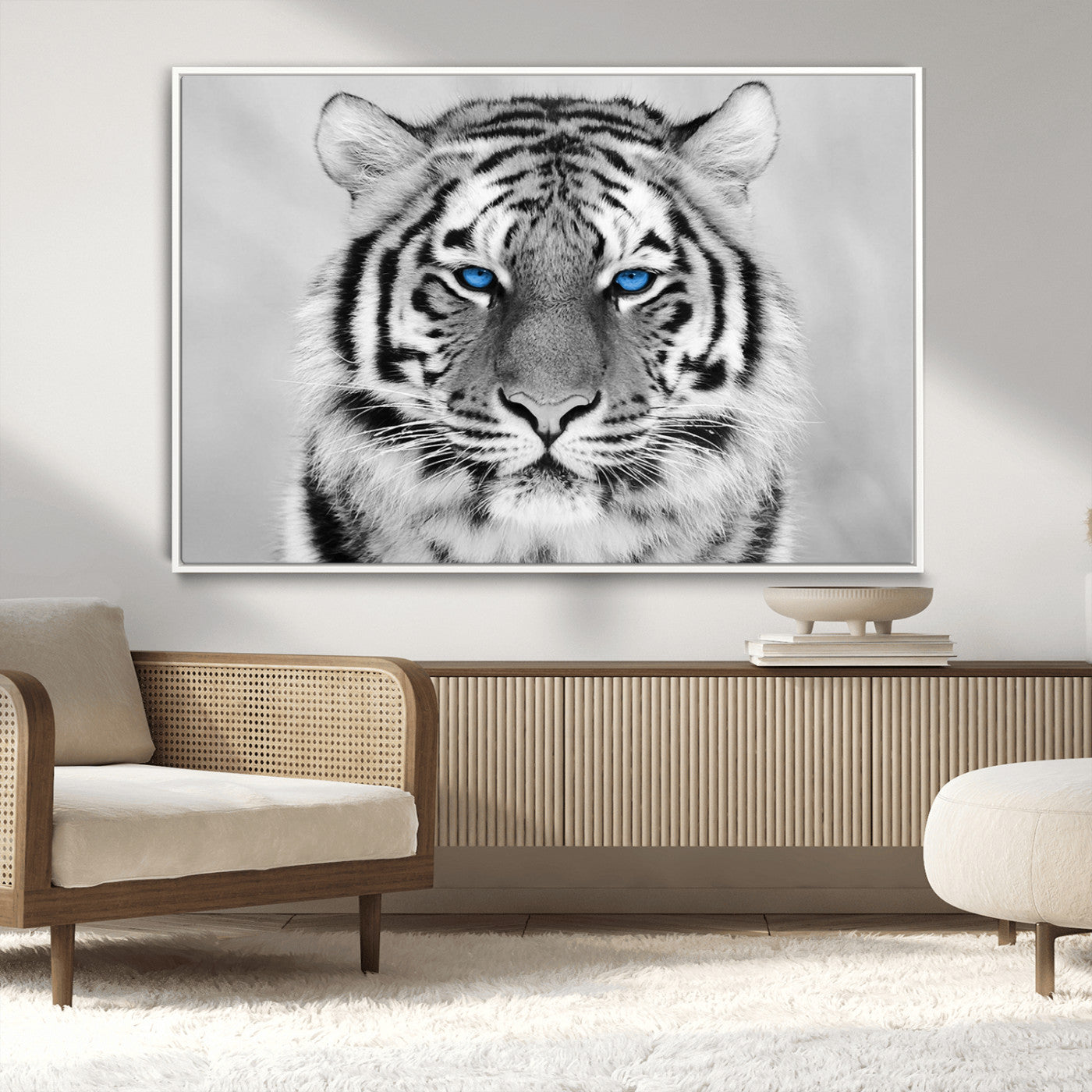 -Black and White Tiger Wall Art Animal Canvas Print