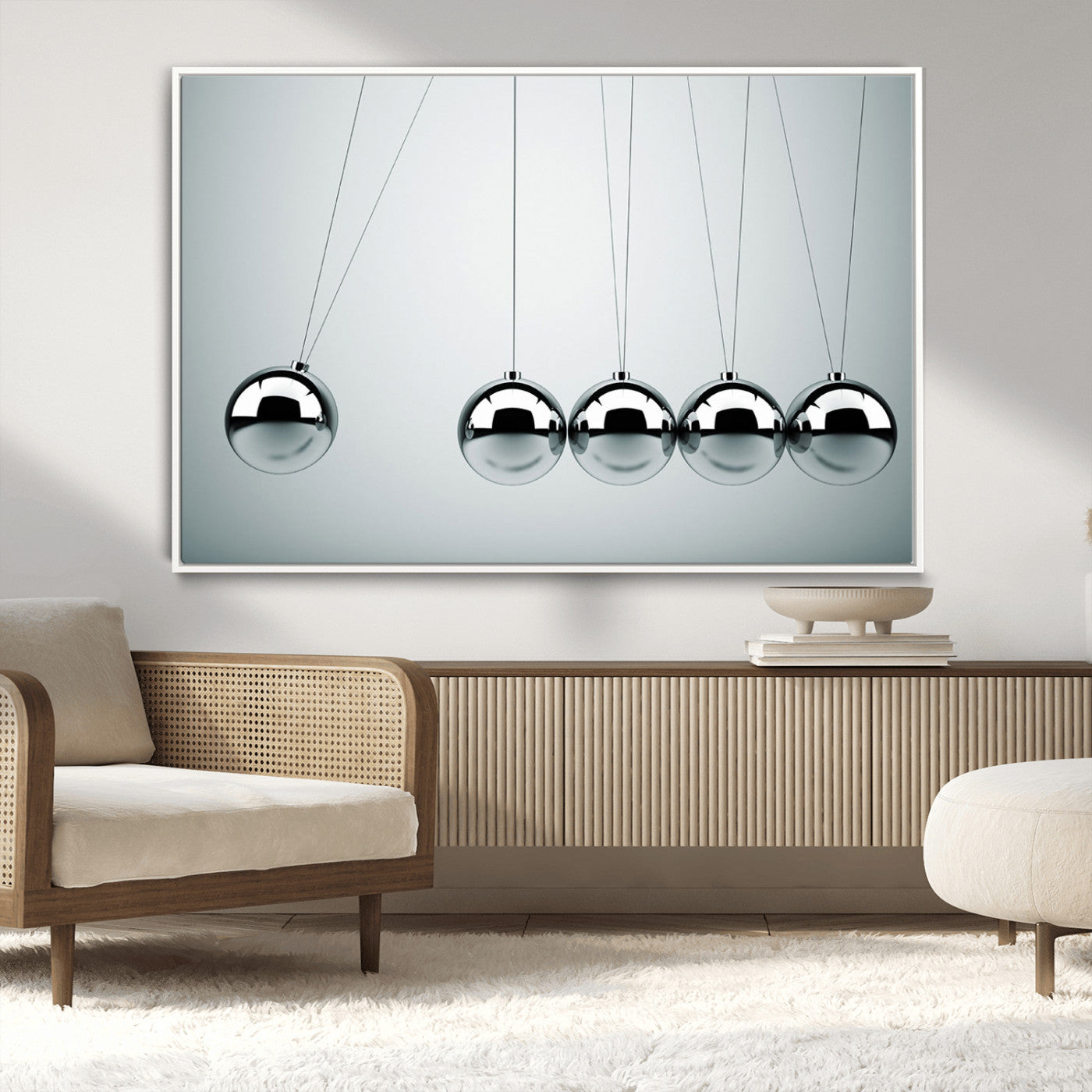 -Newton's Cradle Wall Art Canvas Print, Framed Newton Cradle Wall Art