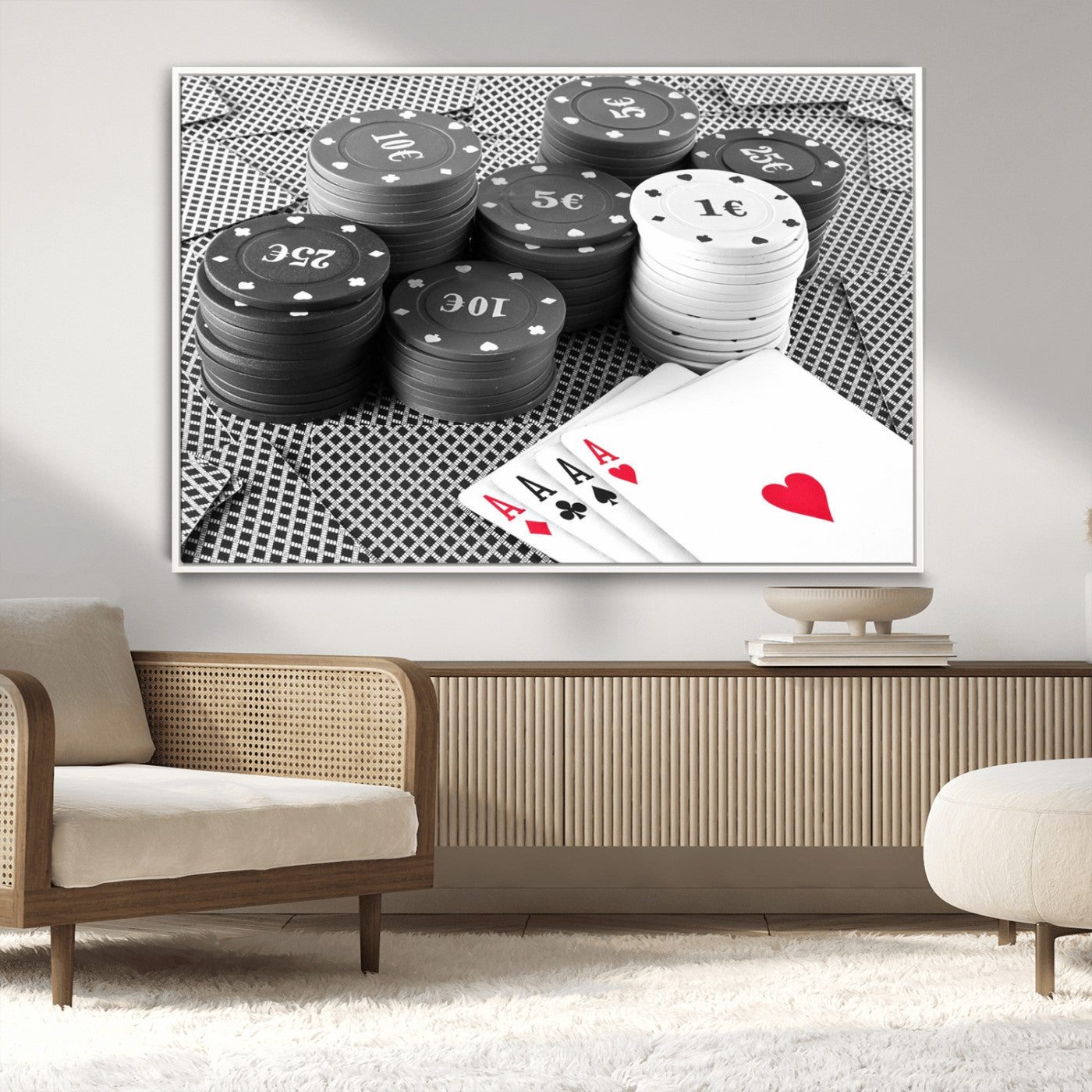 -Poker Game Cards Wall Art Canvas, Multi Panel Wall Art Canvas Print