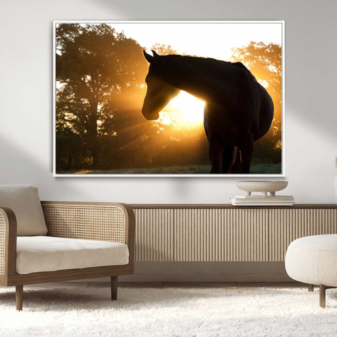 65224-MGV-FC-36X24_White-Horse at Sunset Wall Art Animal Canvas Print