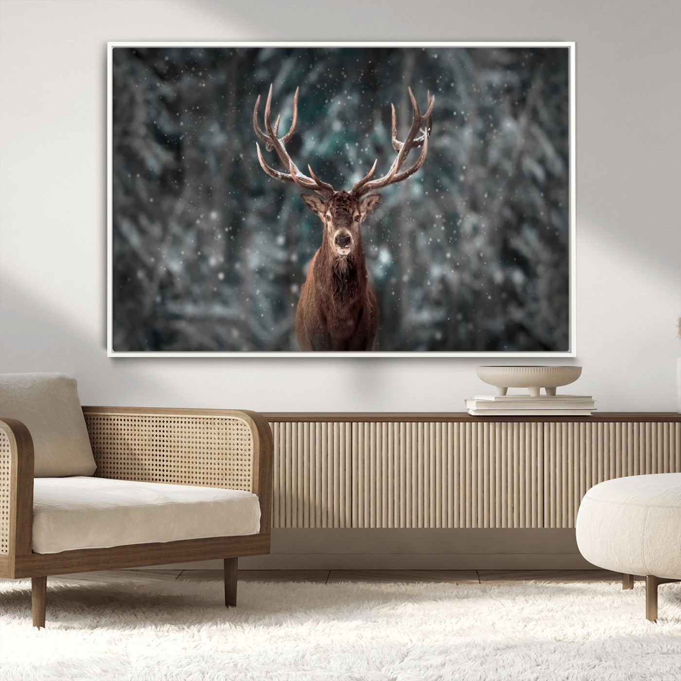 -Wall Art Deer Art Animal Canvas, Framed Wall Art Deer Canvas Print