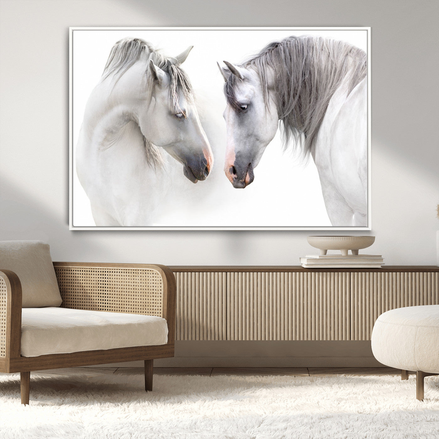 -White Horse Wall Art Animal Canvas Print