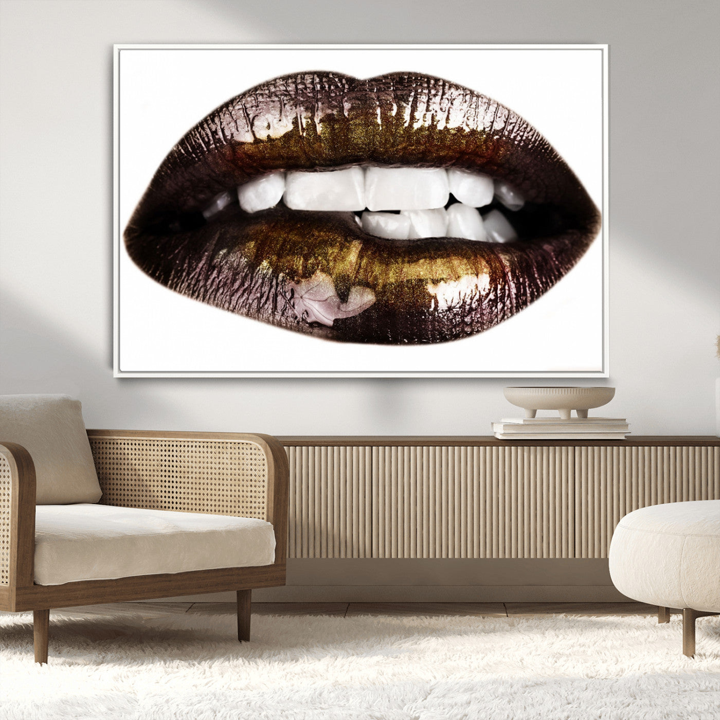 -Close Up Lips Wall Art Canvas Print