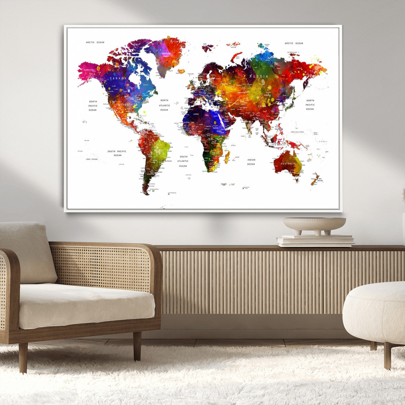34842-MGV-CV-36X24-Push Pin World Map Canvas Print – Travel Tracker Wall Art for Couples, Perfect Anniversary Gift for Home or Office Decor