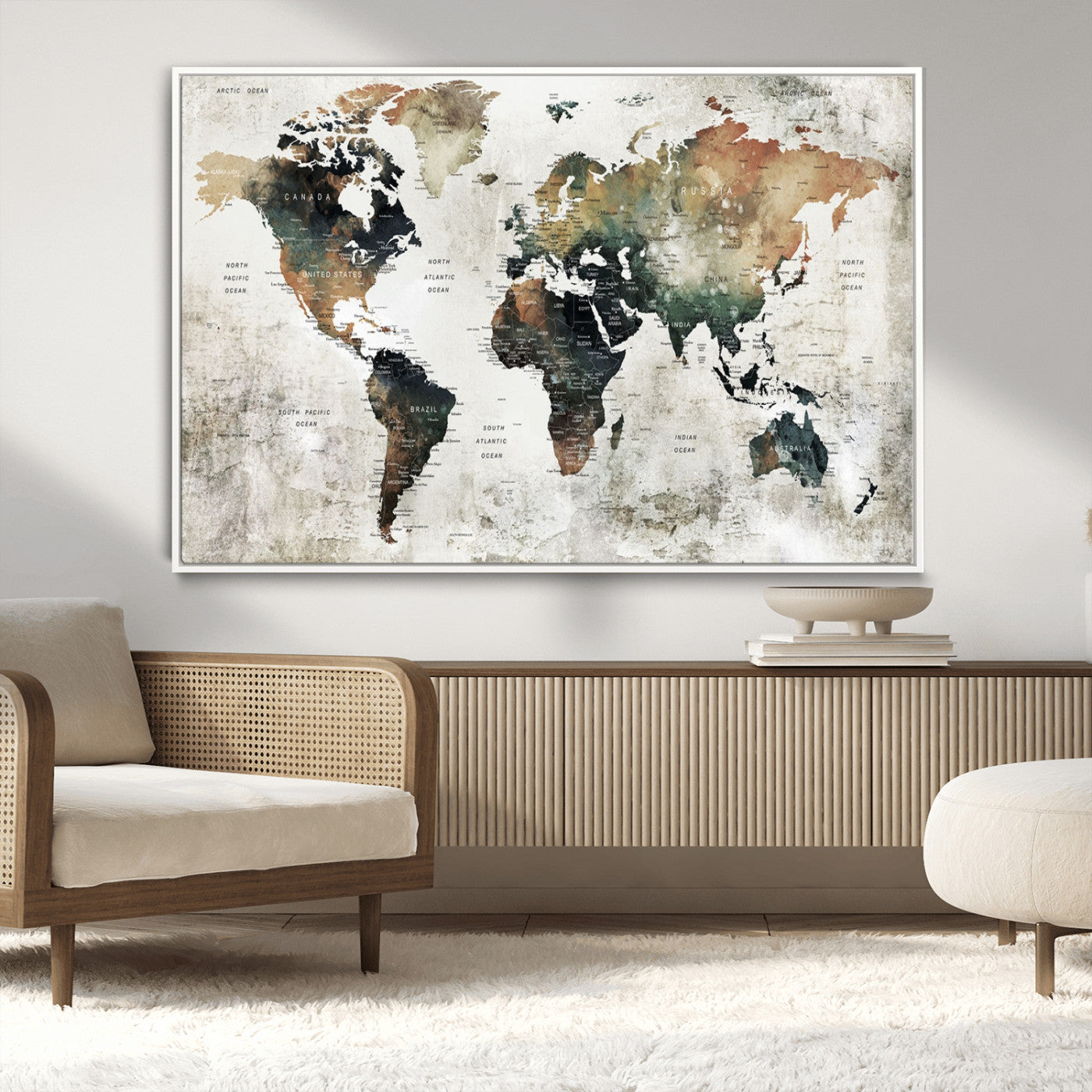 19444-MGV-CV-36X24-Push Pin World Map Canvas Print – Travel Tracker Wall Art for Couples, Perfect Anniversary Gift for Home or Office Decor
