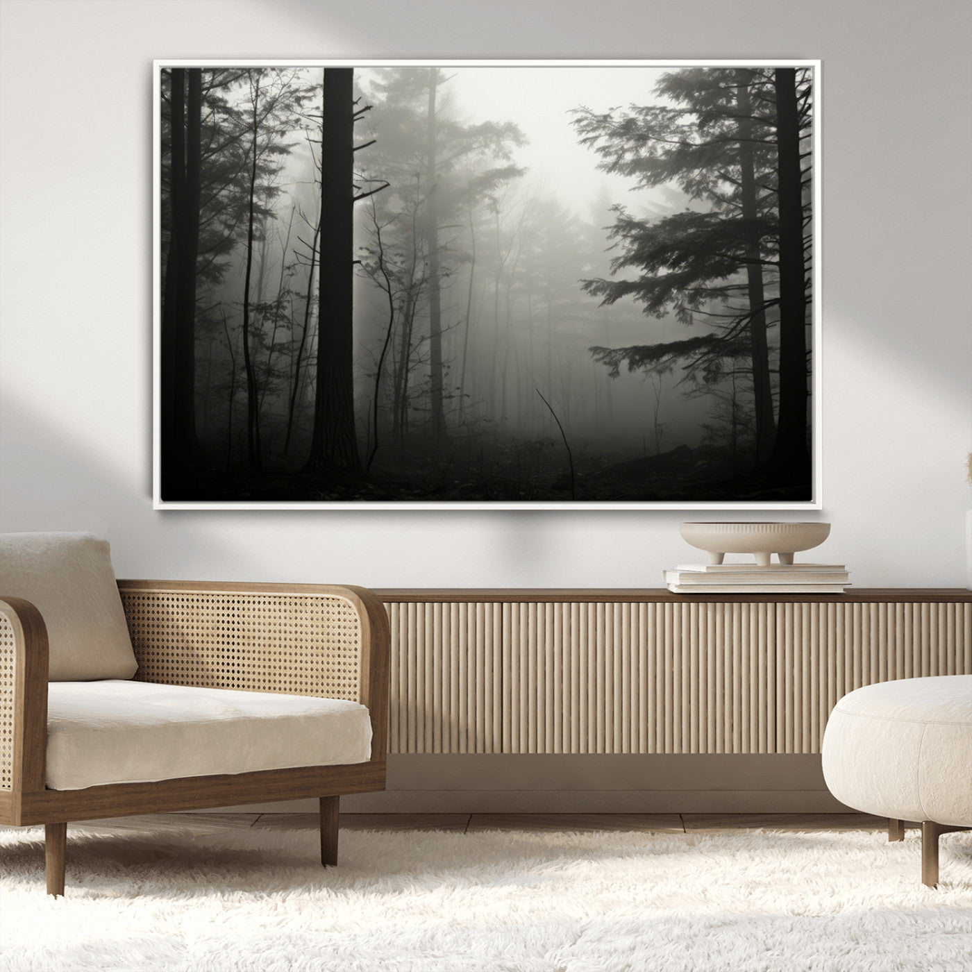 -Misty Forest Wall Art Premium Canvas Print a Foggy and Serene Atmosphere - Nature Wall Art