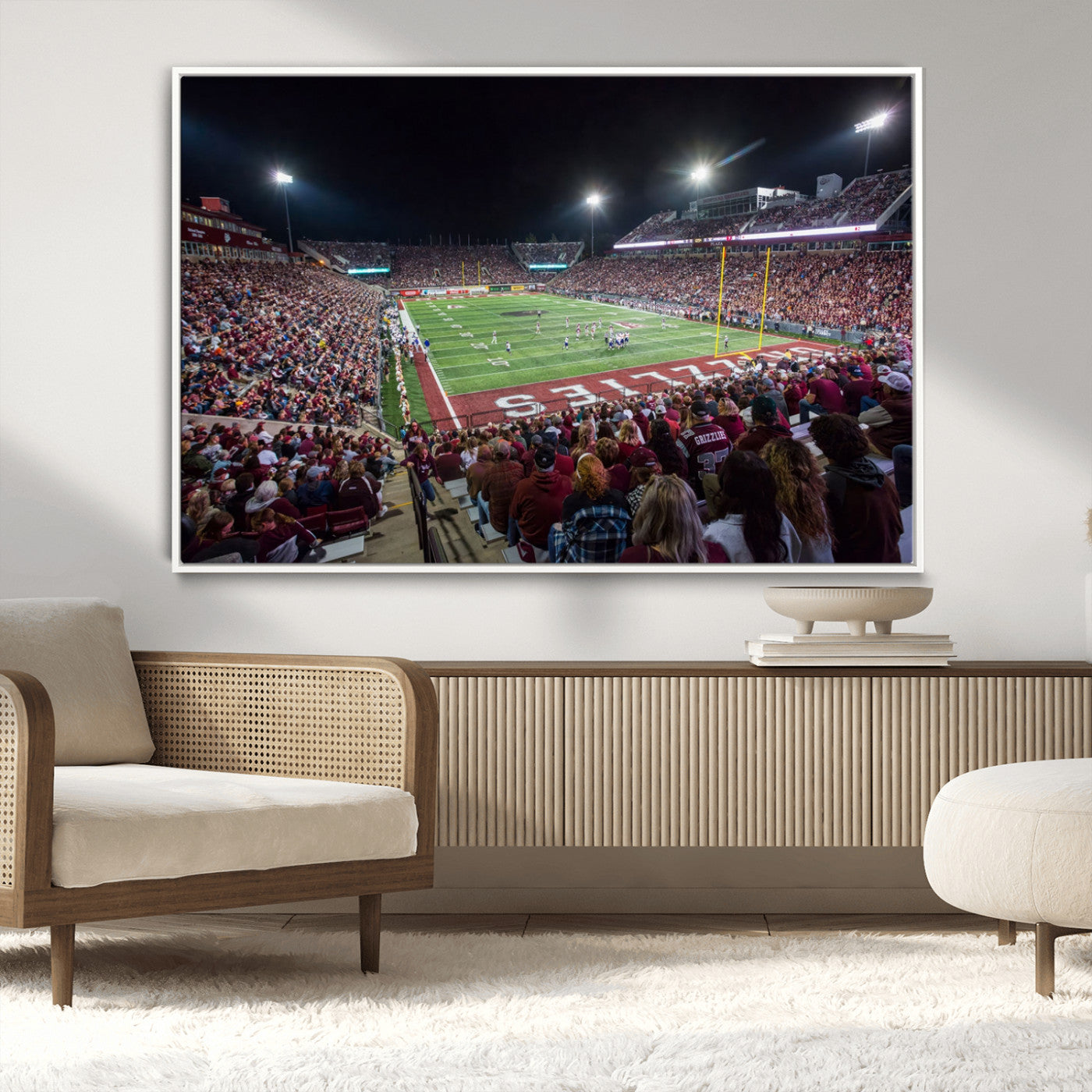 -American Football Wall Art Canvas Print Framed Stadium Sport Wall Art Print Iconic Game Day Decor for Home, Office