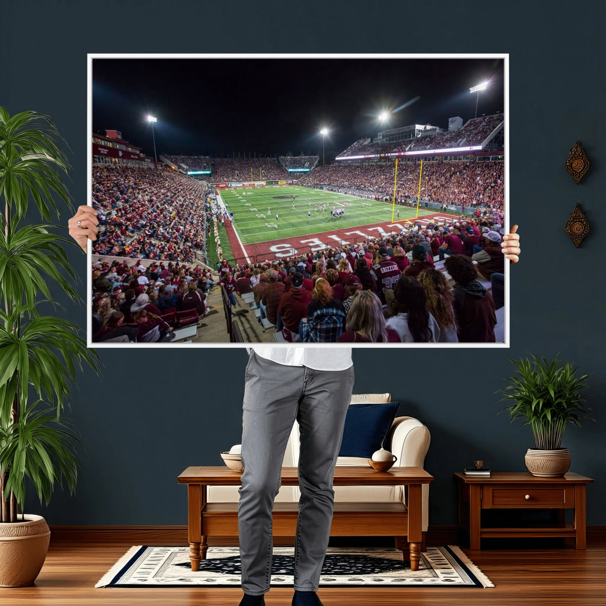 56191-MGV-CV-36X24 - Washington Grizzly Stadium American Football Wall Art Canvas Print, Sports Wall Art Print, Game Room Decor-1