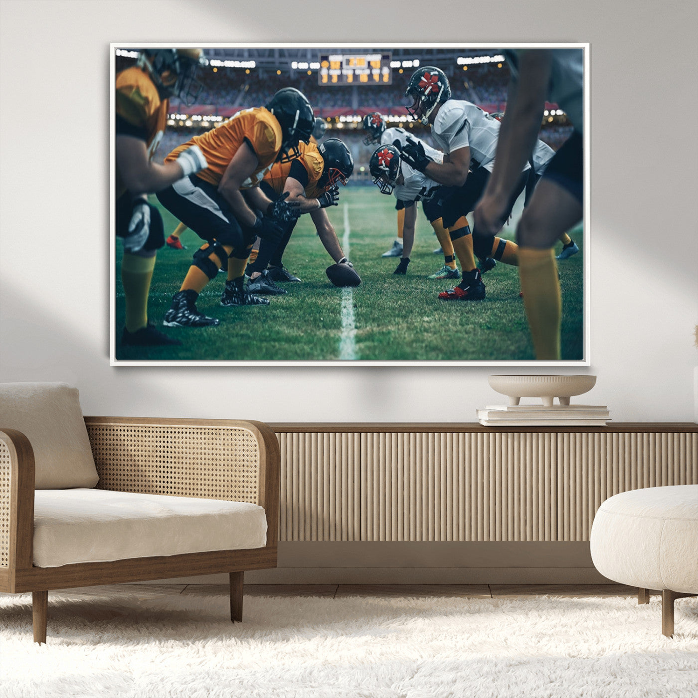-American Football Playing Wall Art Canvas Print