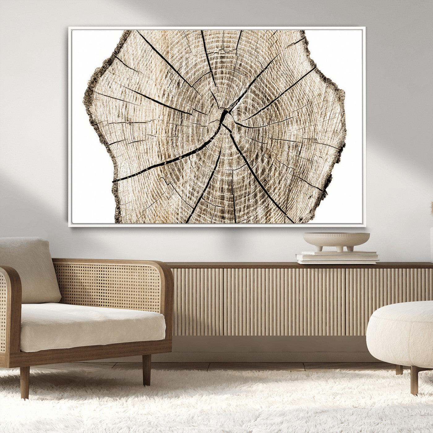 12450-MGV-CV-36X24-Abstract Wood Tree Ring Wall Art - Ready to Hang Minimalist Wooden Design for Rustic & Contemporary