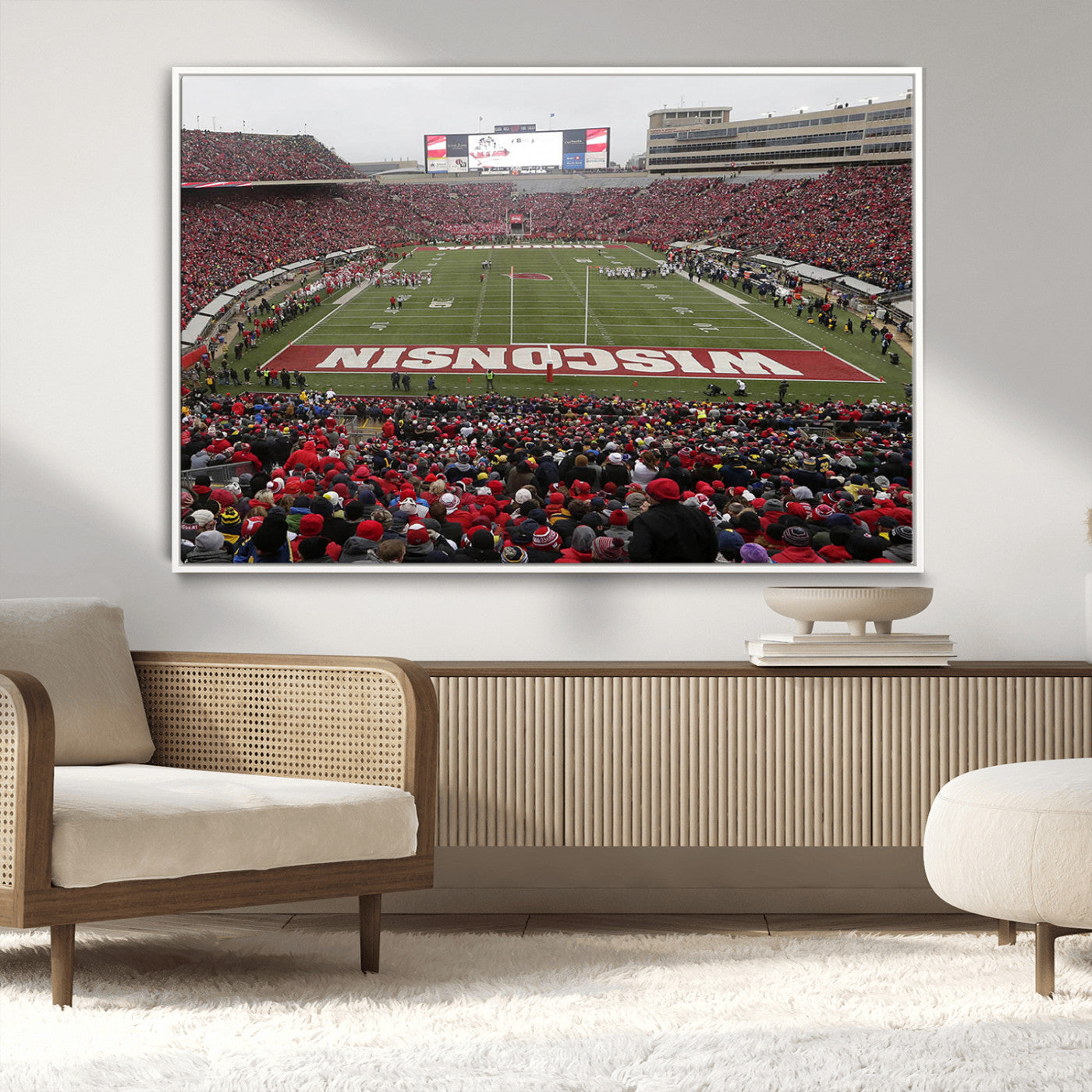 23461-MGV-CV-36X24-Wisconsin Badgers Team Print Canvas - Madison Camp Randall Stadium Wall Art Canvas Print