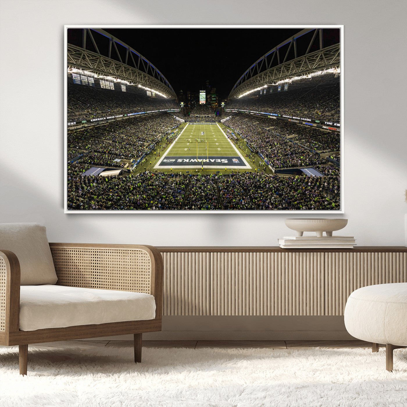 81900-MGV-CV-36X24-Seattle Seahawks Football Team Print Wall Art - Seattle Century Link Field Stadium Wall Art Canvas