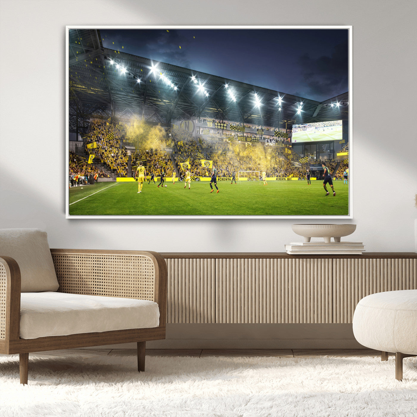 65820-MGV-CV-36X24-Columbus Crew Stadium Match Triple Canvas Wall Art - Dynamic MLS Game Scene Canvas Wall Art