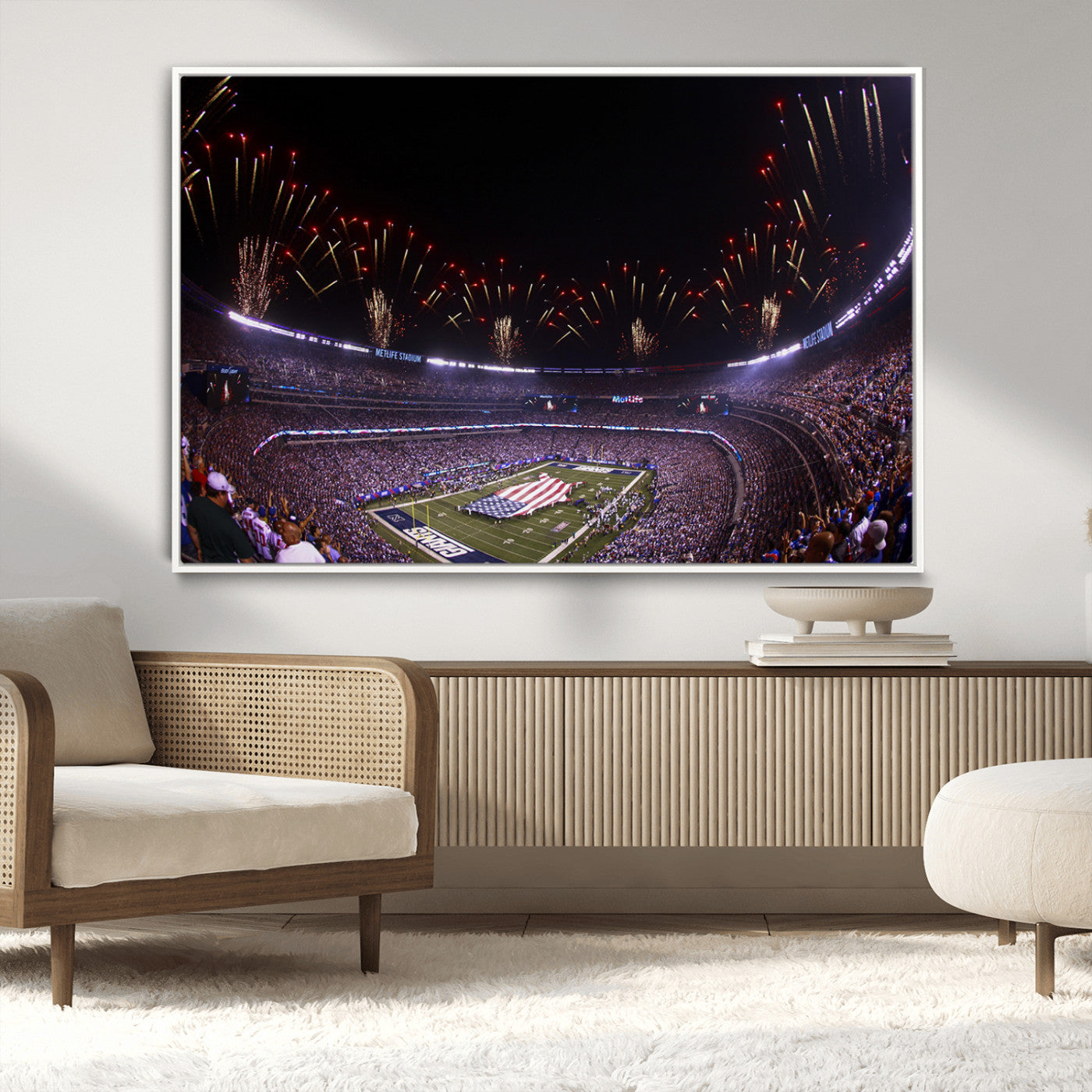 -New York Giants Football Team Print - East Rutherford MetLife Stadium Wall Art Canvas Print