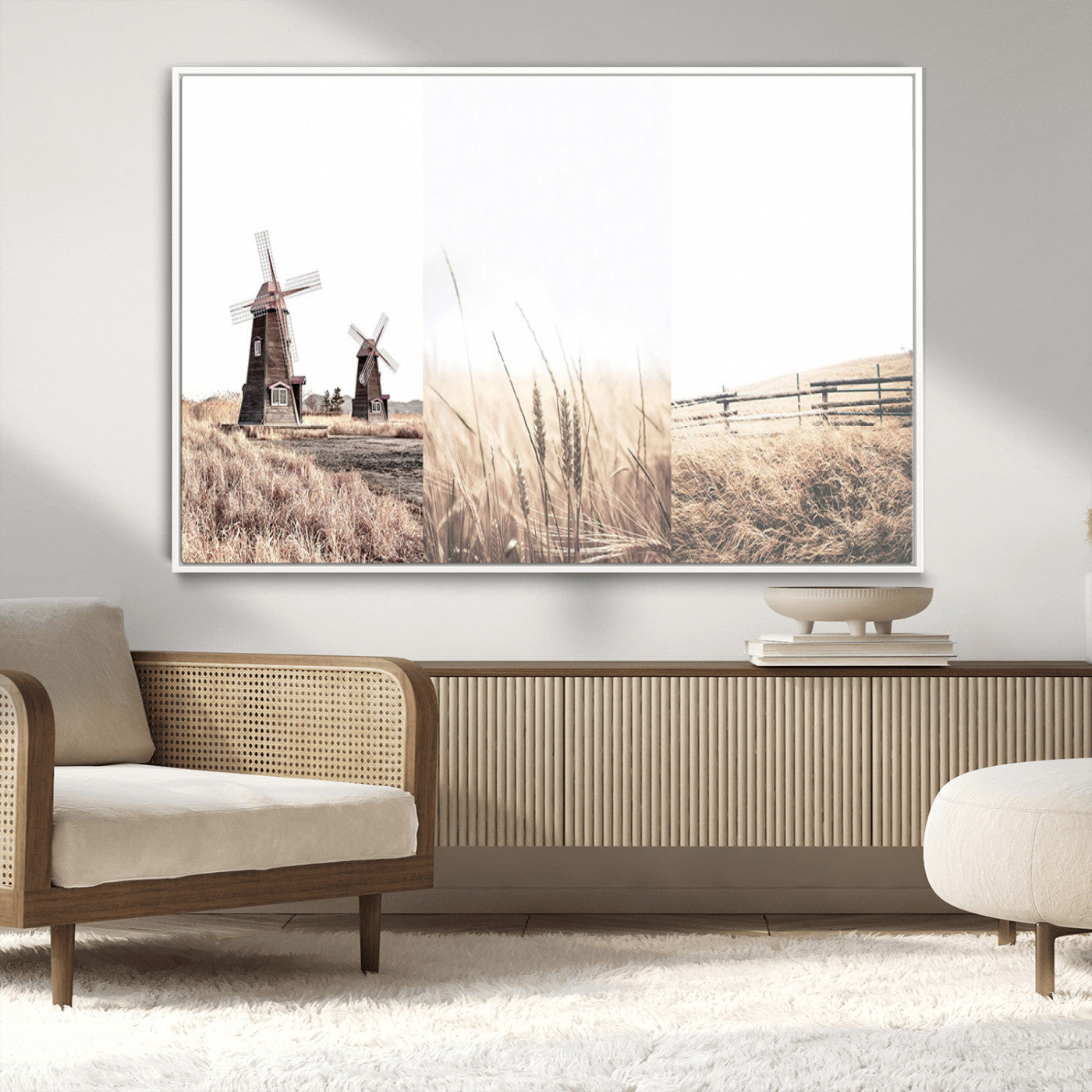 56649-MGV-CV-36X24-Farm Prints Set, Set of 3 Farmhouse Wall Art, Country House Decor, Barn Print, Wheat Print,