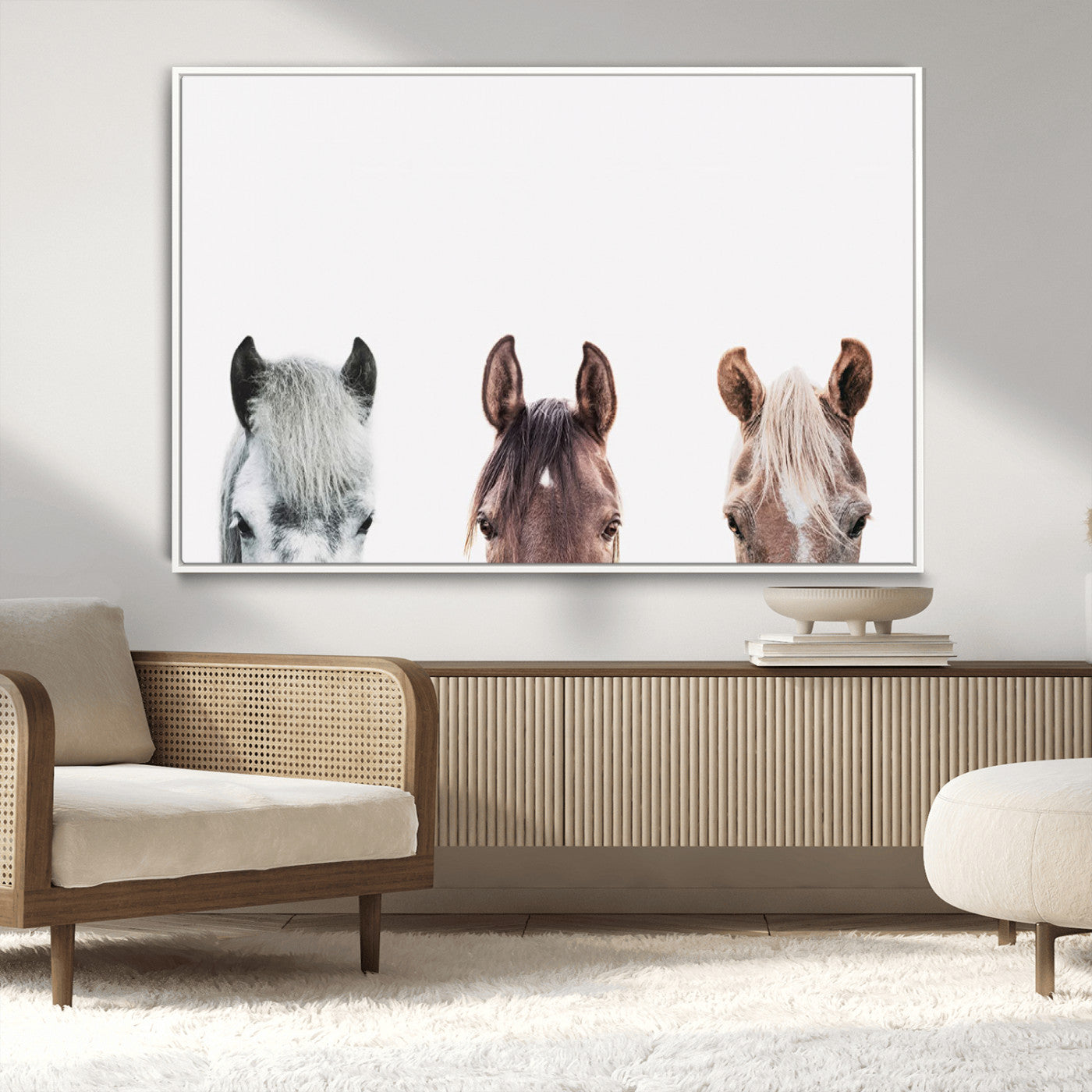 -Horse Wall Art - Minimalist Horse Triptych Wall Art – Modern 3-Panel Giclée Canvas Featuring Horse