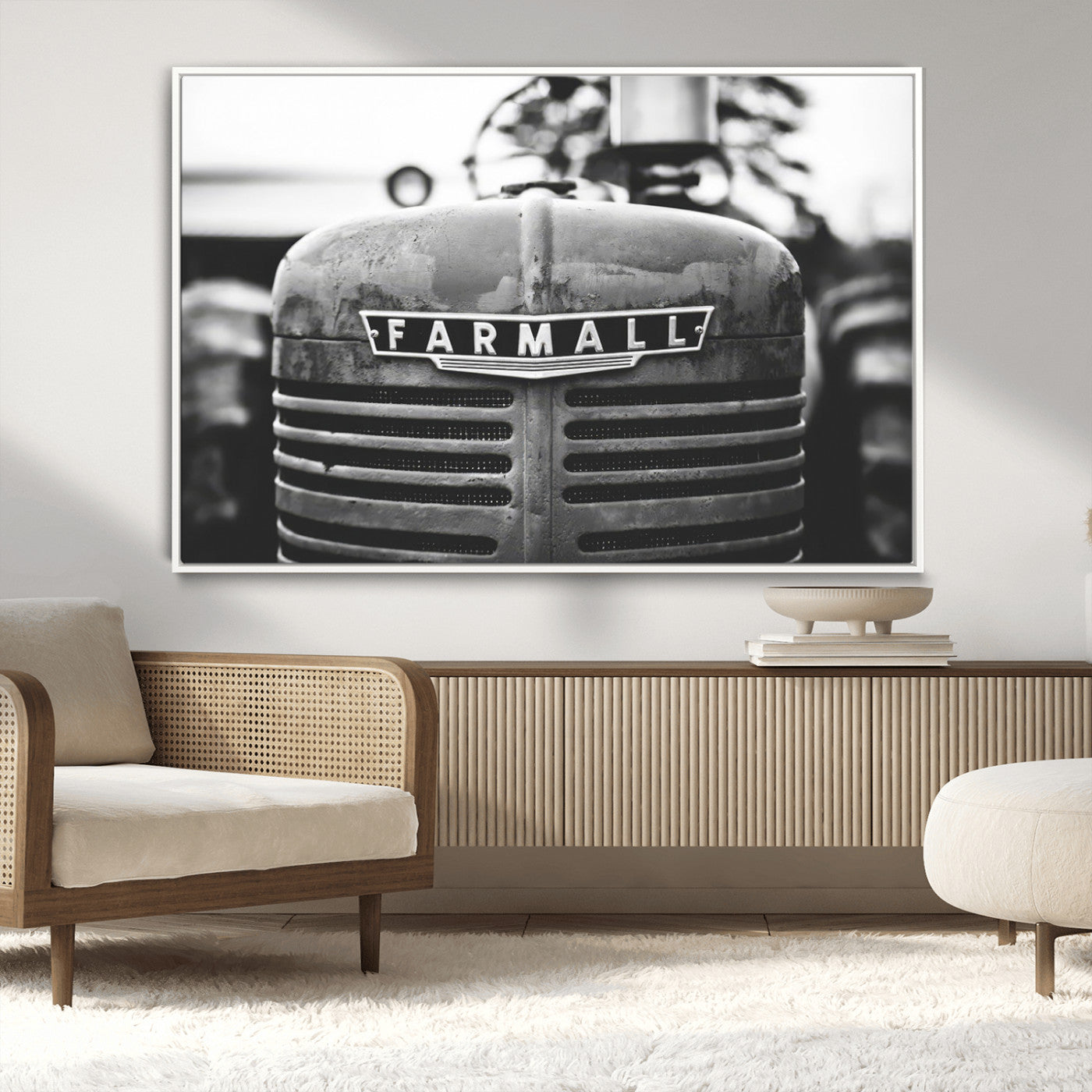 -Vintage Farmall Tractor Wall Art Canvas Print, Rustic Farmhouse Decor Ready to Hang