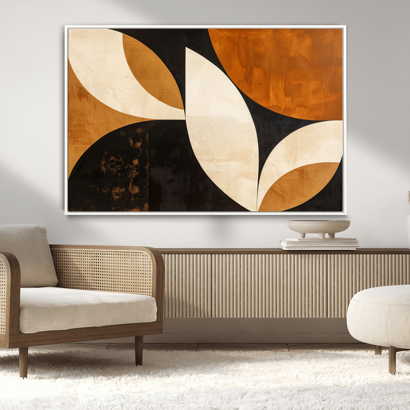 21251-MGV-CV-36X24-Geometric Abstract Wall Art Canvas Print, Mid Century Modern Wall Art Print
