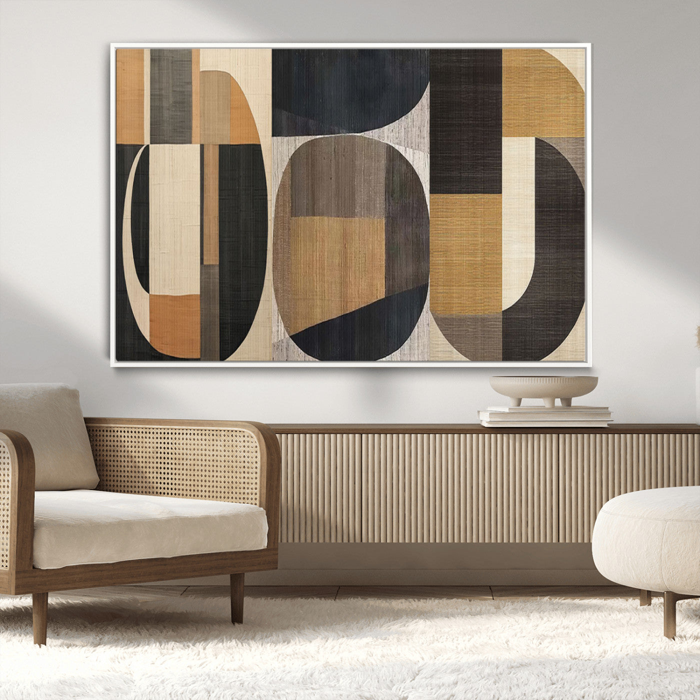84035-MGV-CV-36X24-Modern Brown Wabi Sabi Wall Art Canvas Print Set – Framed Minimalist Abstract Artwork for Home, Office Decor