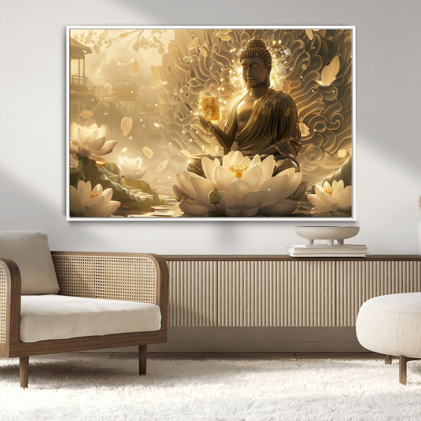 -Golden Buddha Wall Art | Yoga Room Decor and Meditation Room Wall Art | Framed and Ready to Hang