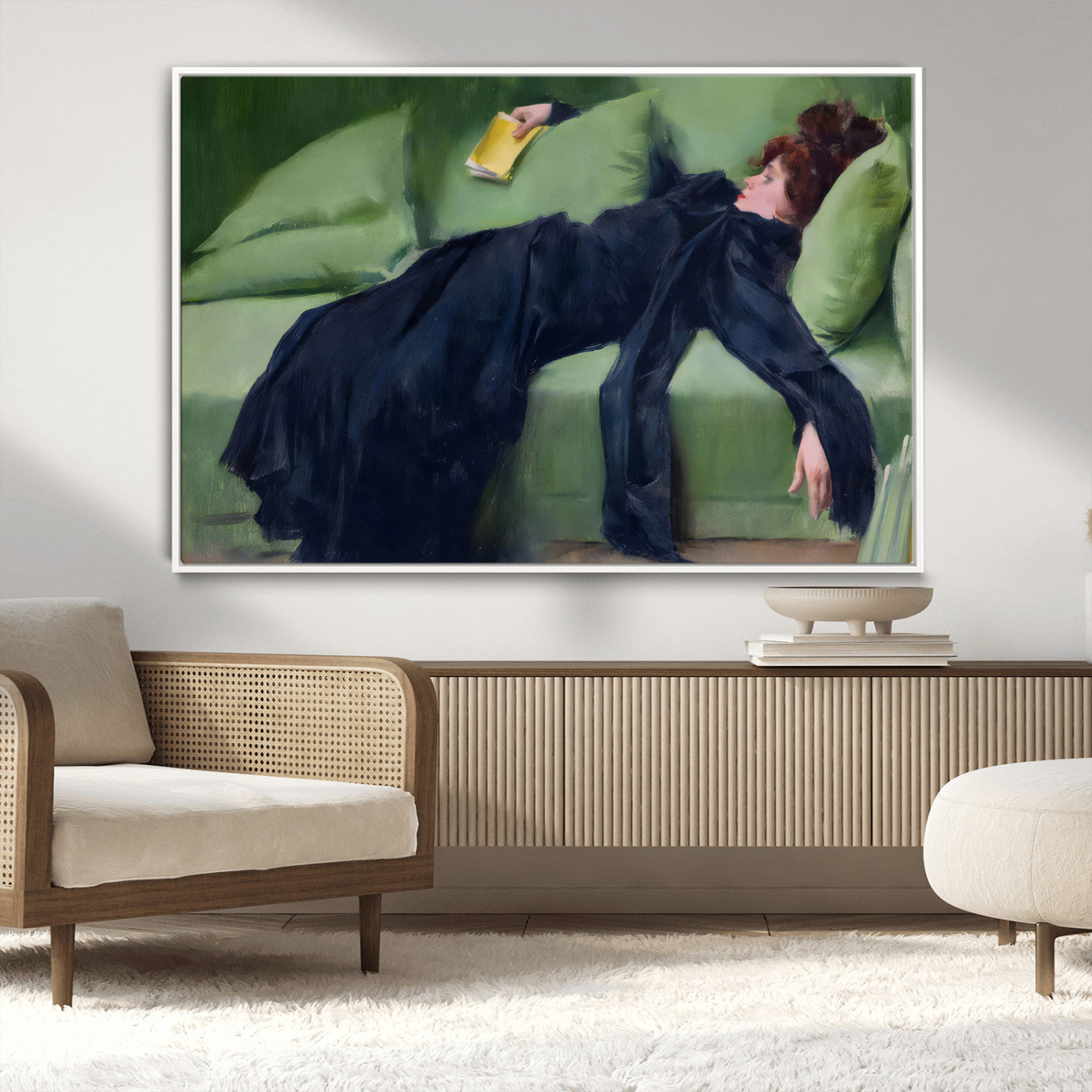 17725-MGV-CV-36X24-Decadent Girl by Ramon Casas Wall Art Canvas Print, Framed Decadent Girl Canvas Print