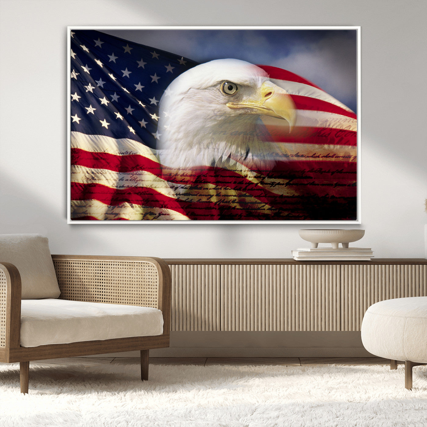 30313-MGV-CV-36X24-American Flag Eagle Symbol Wall Art, American Flag Eagle Wall Art Canvas Print