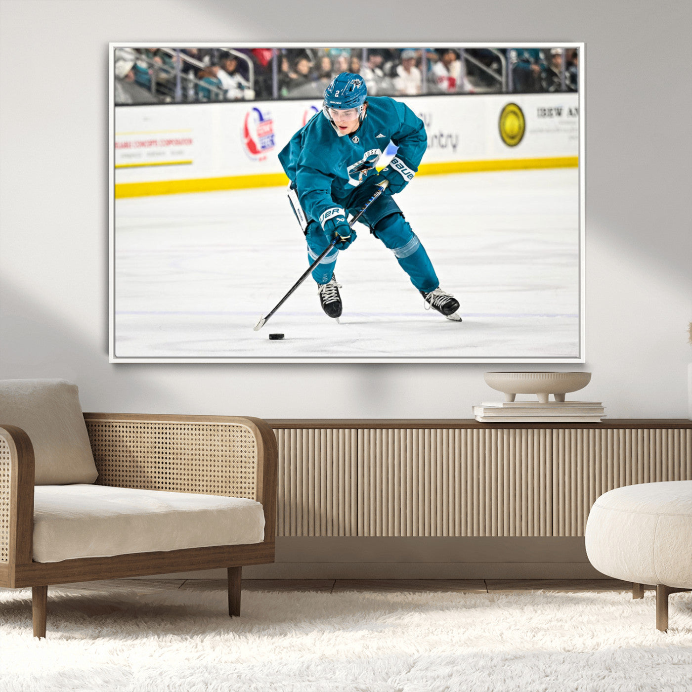 -San Jose Sharks Ice Hockey Player Wall Art Canvas Print