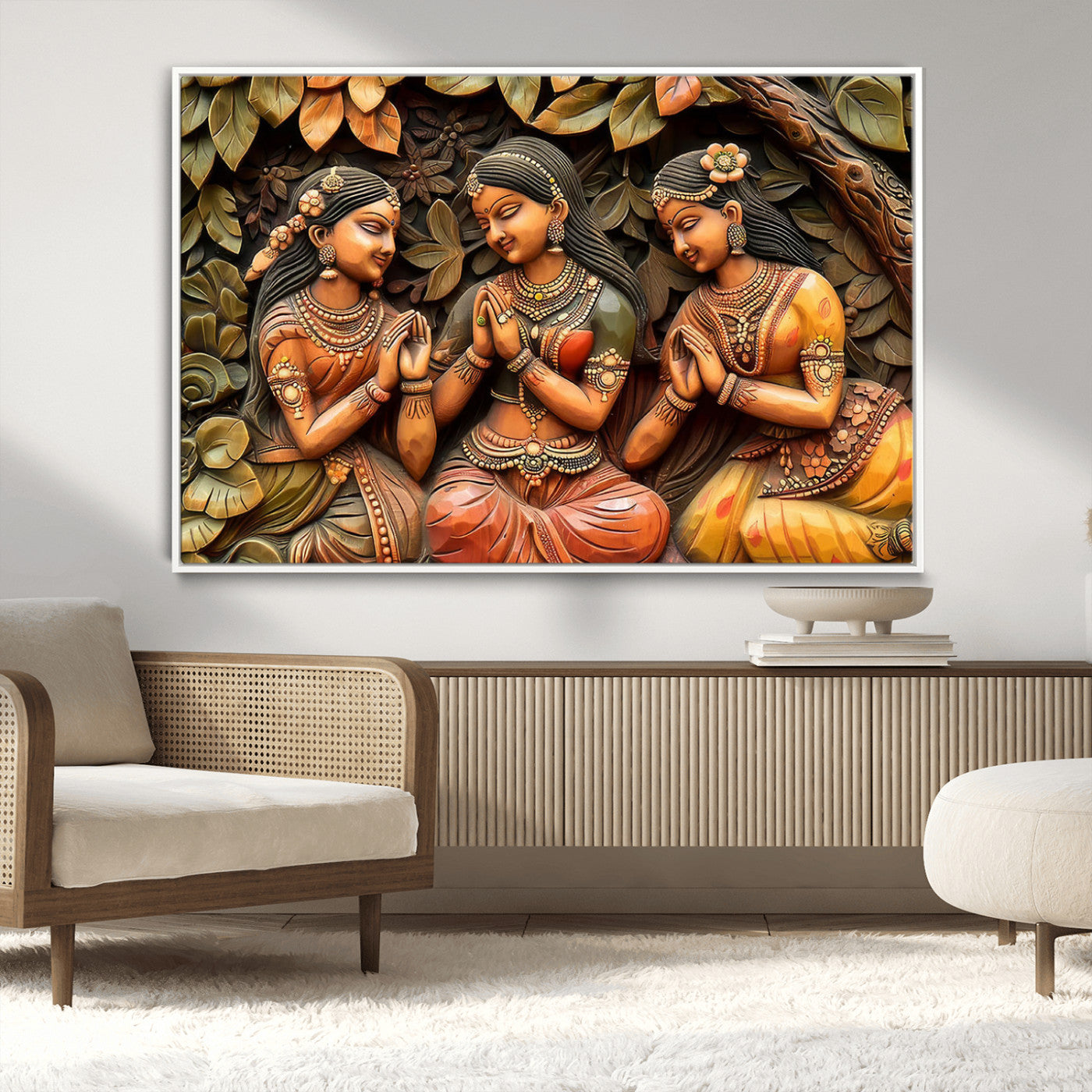 12926-MGV-CV-36X24-Indian Woman Statue Wall Art Canvas Print